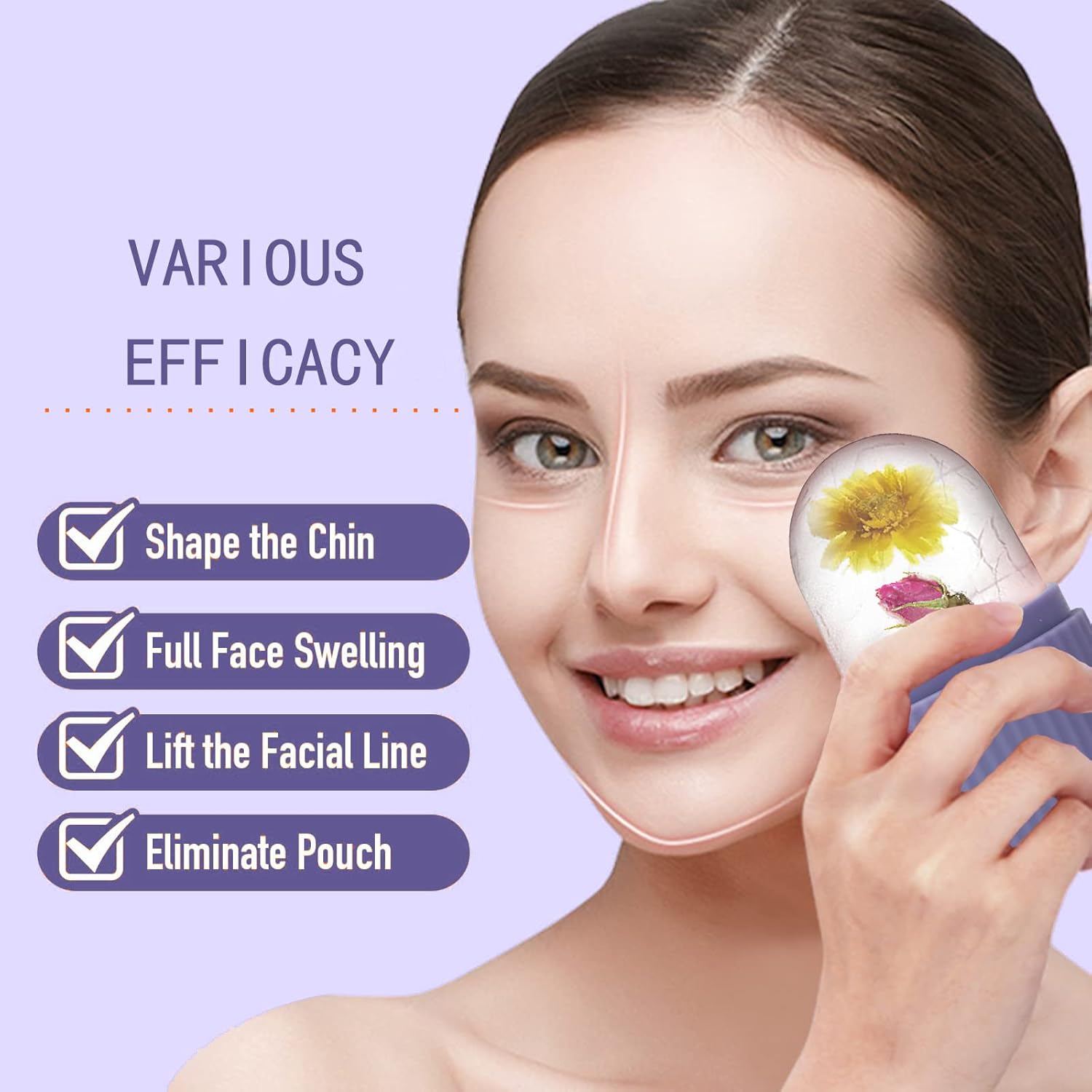 xhjri ice face roller massager,ice cube roller for face, eyes and neck naturally conditioning and skin care,de puff eye bags,reduce migraine pain,reusable massage silicone ice mold (purple)