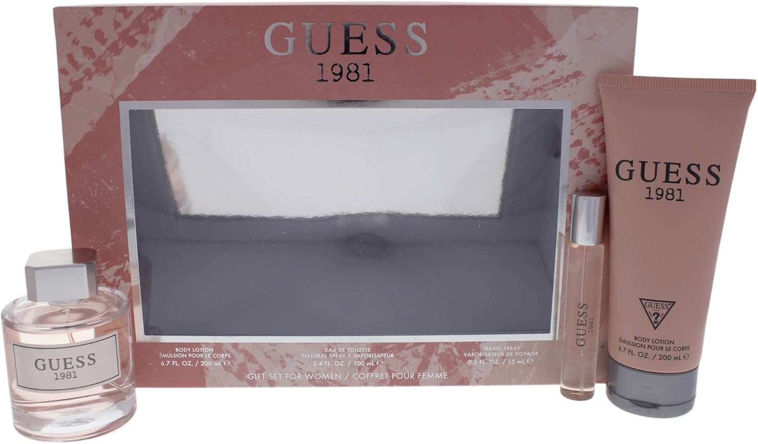guess 1981 3 pieces gift set for women edt 100 ml + 200 body lotion 15 mini
