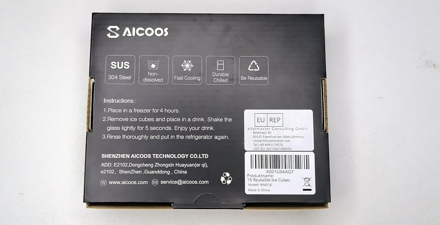 saicoos 16 pack reusable stainless steel ice cubes for drinks metal whiskey stones, high cooling technology, for whiskey, vodka, liqueurs, wine, beverage juice or soda, pack of 16