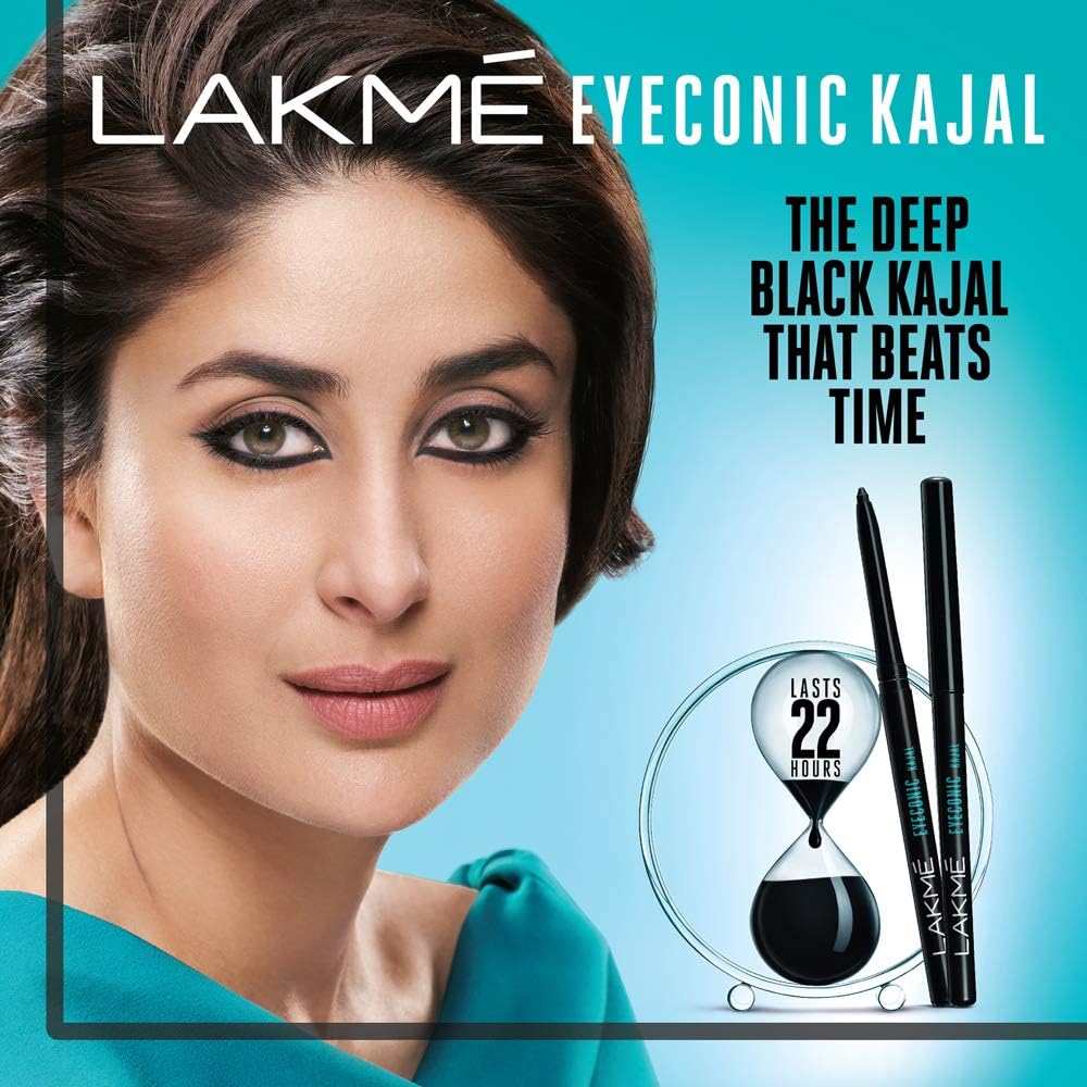 lakme eyeconic kajal, twin pack, 0.35g + 0.35 gm