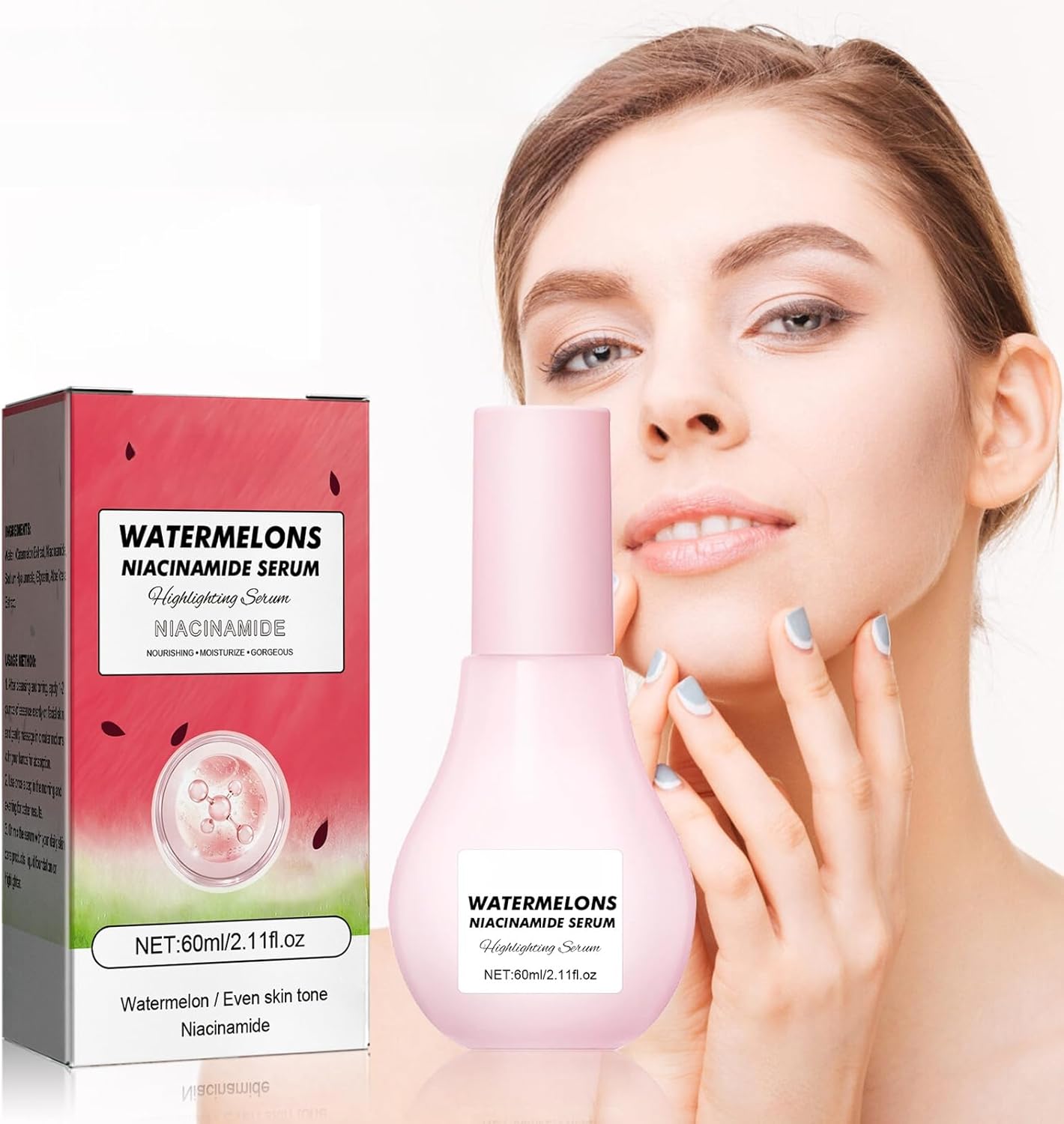 honpolo watermelons niacinamide serum hydrating, anti aging skincare with spot fade & antioxidant benefits, hydrate and replenish, firm & tighten, deeply penetrating lightweight & non greasy 60ml