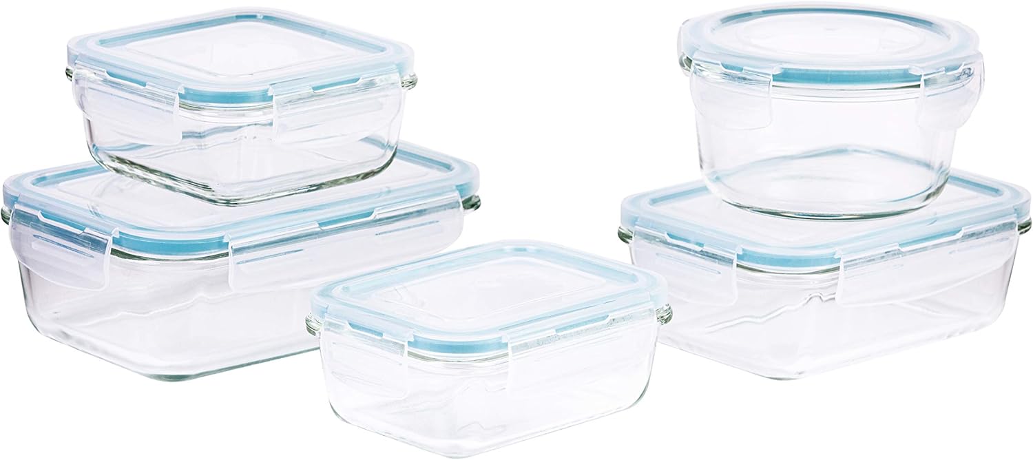 taliona tl2213374 borosilicate glass boro pro food container set, blue, w 32.0 x h 13.6 x d 13.6 cm, rectangular