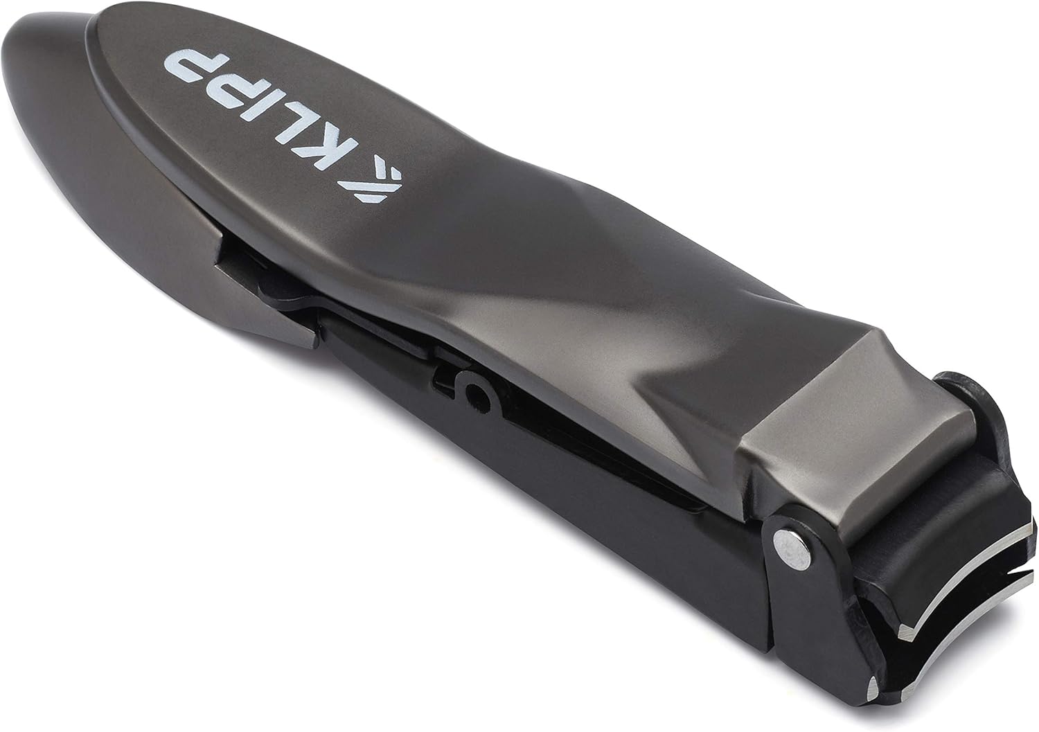 klipp nail clippers for men with catcher klipp razor sharp heavy duty self collecting nail cutters with ergonomic lever keep fingernails and toenails impeccably manicured includes ziplock pouch