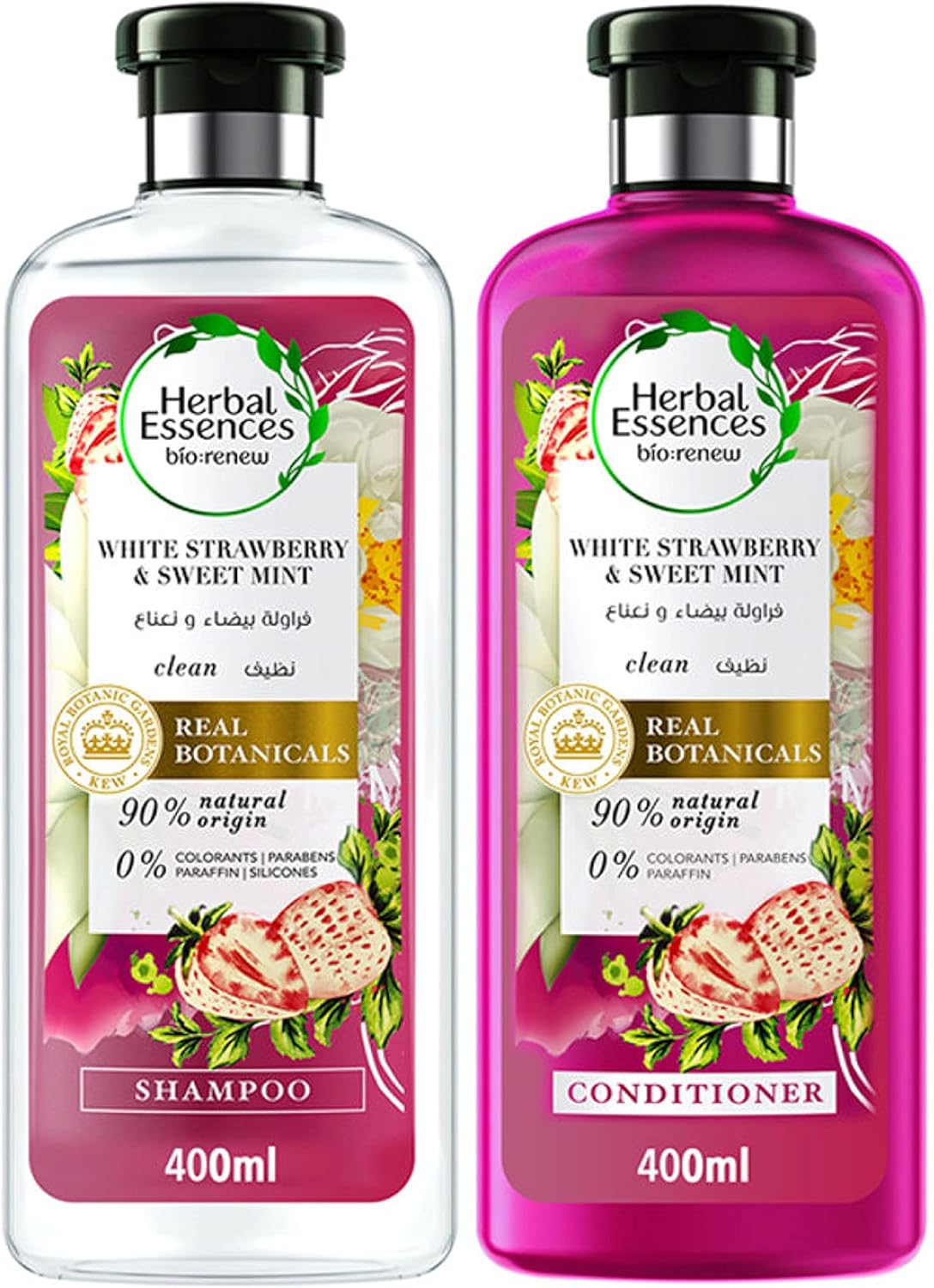 herbal essences bio:renew, white strawberry & mint, shampoo 400ml + conditioner 400ml