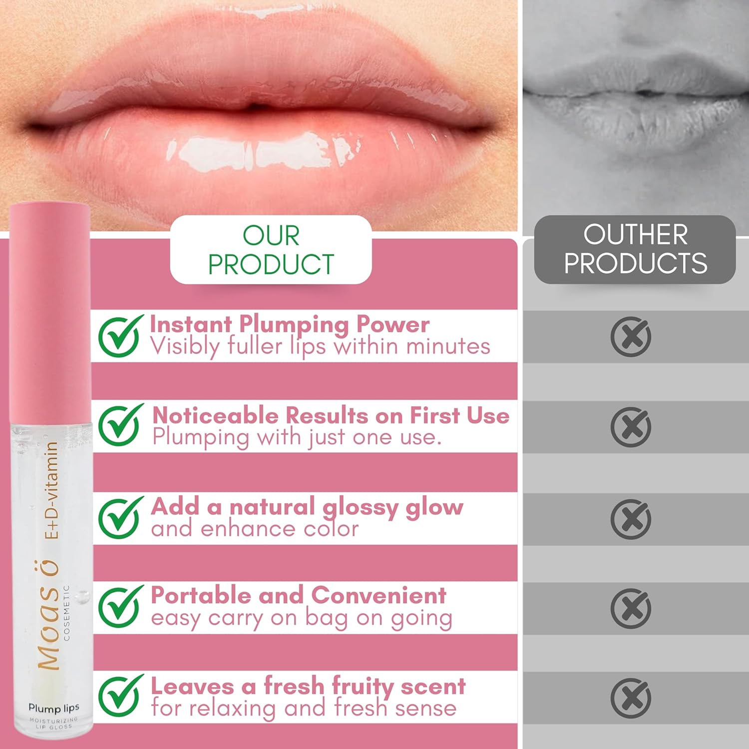 moas Ö premium extreme beauty lip plumper filler lip gloss balm long lasting natural lip tint and lip oil for fuller softer lips without injections