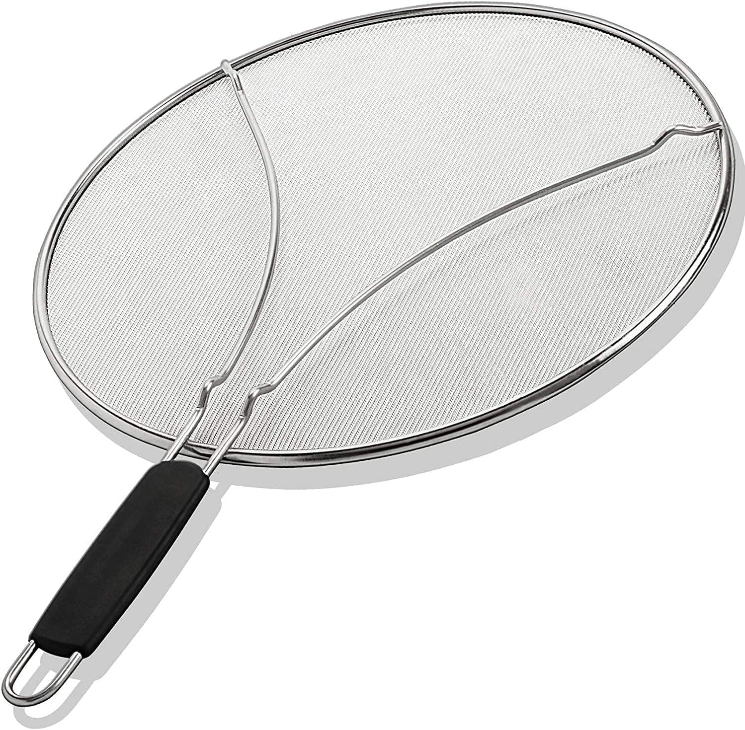 bergkoch grease splatter screen for frying pan 13" stops 99% of hot oil splash protects skin from burns splatter guard for cooking iron skillet lid keeps kitchen clean stainless steel