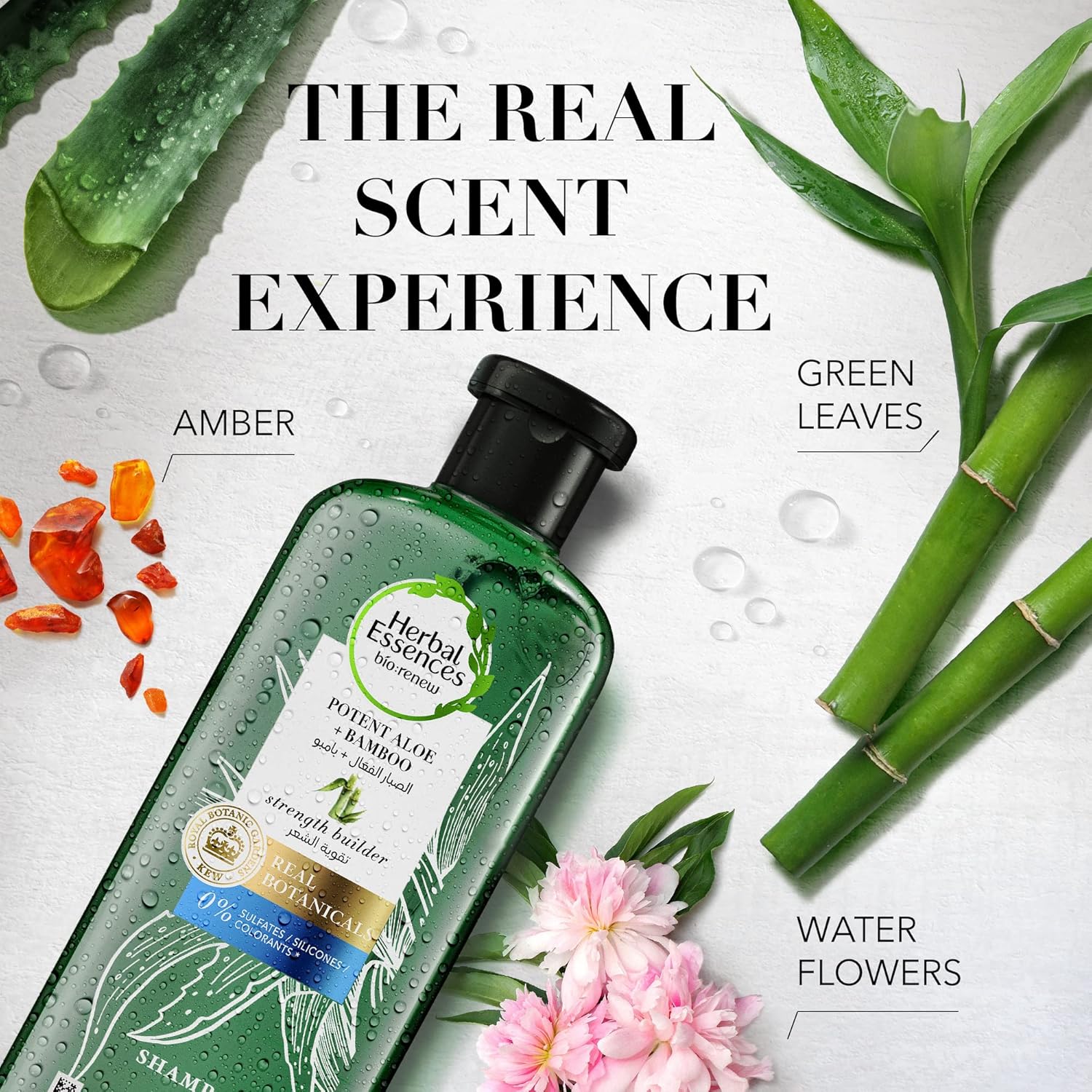 herbal essences sulfate free potent aloe + bamboo shampoo & conditioner for dry hair and frizzy hair, 400ml