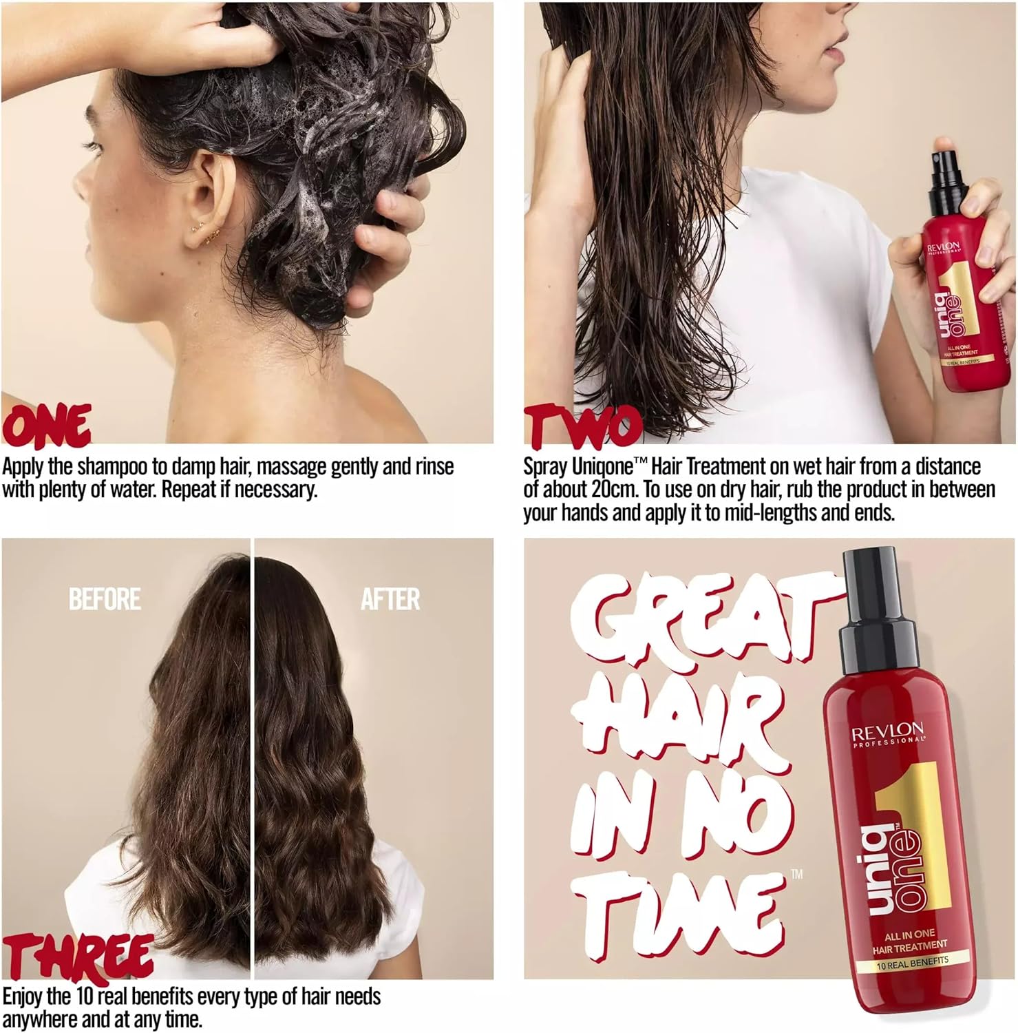 uniq one revlon professional all in one hair treatment v2, 10 real benefits for hair, ideal for all hair types, 150ml