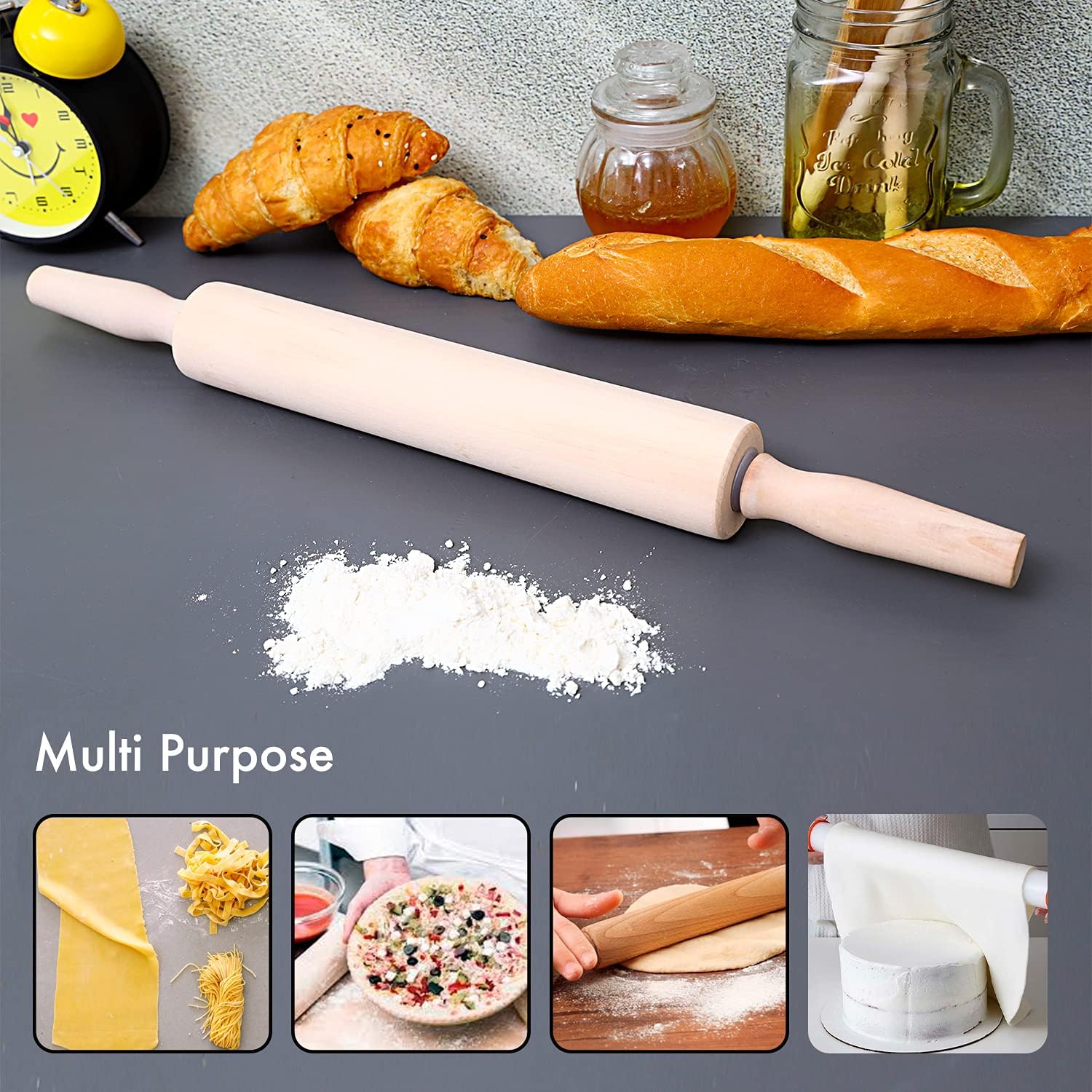 royalford wooden rolling pin 1 piece
