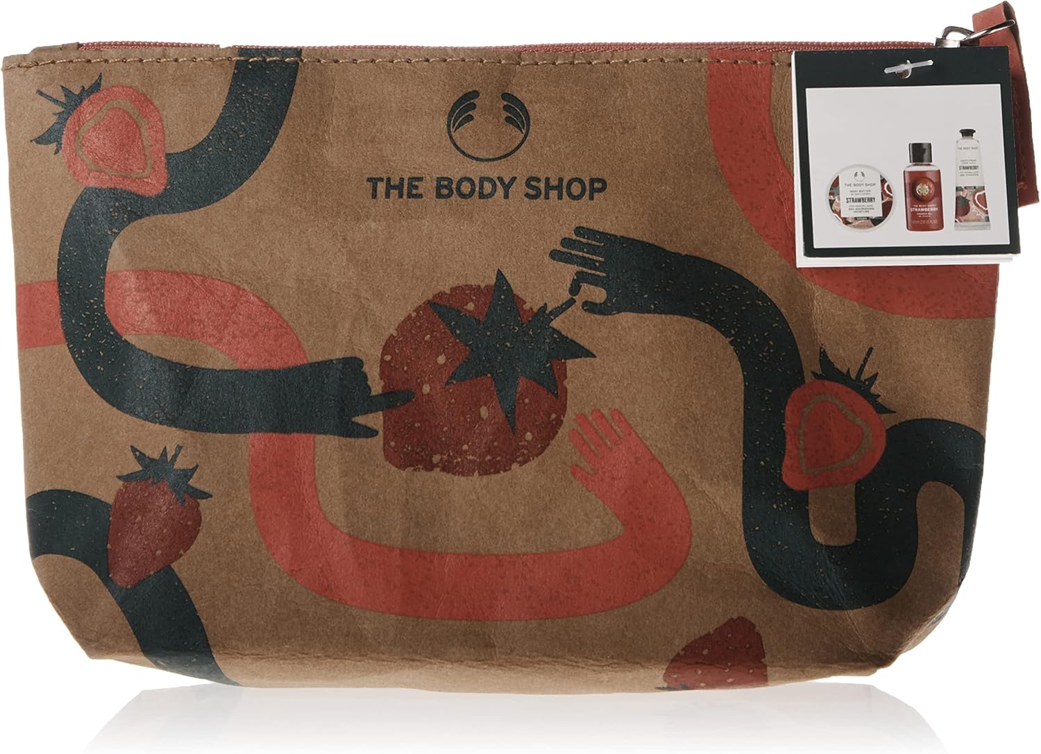 the body shop lather & slather juicy strawberry gift bag gift set, for normal skin