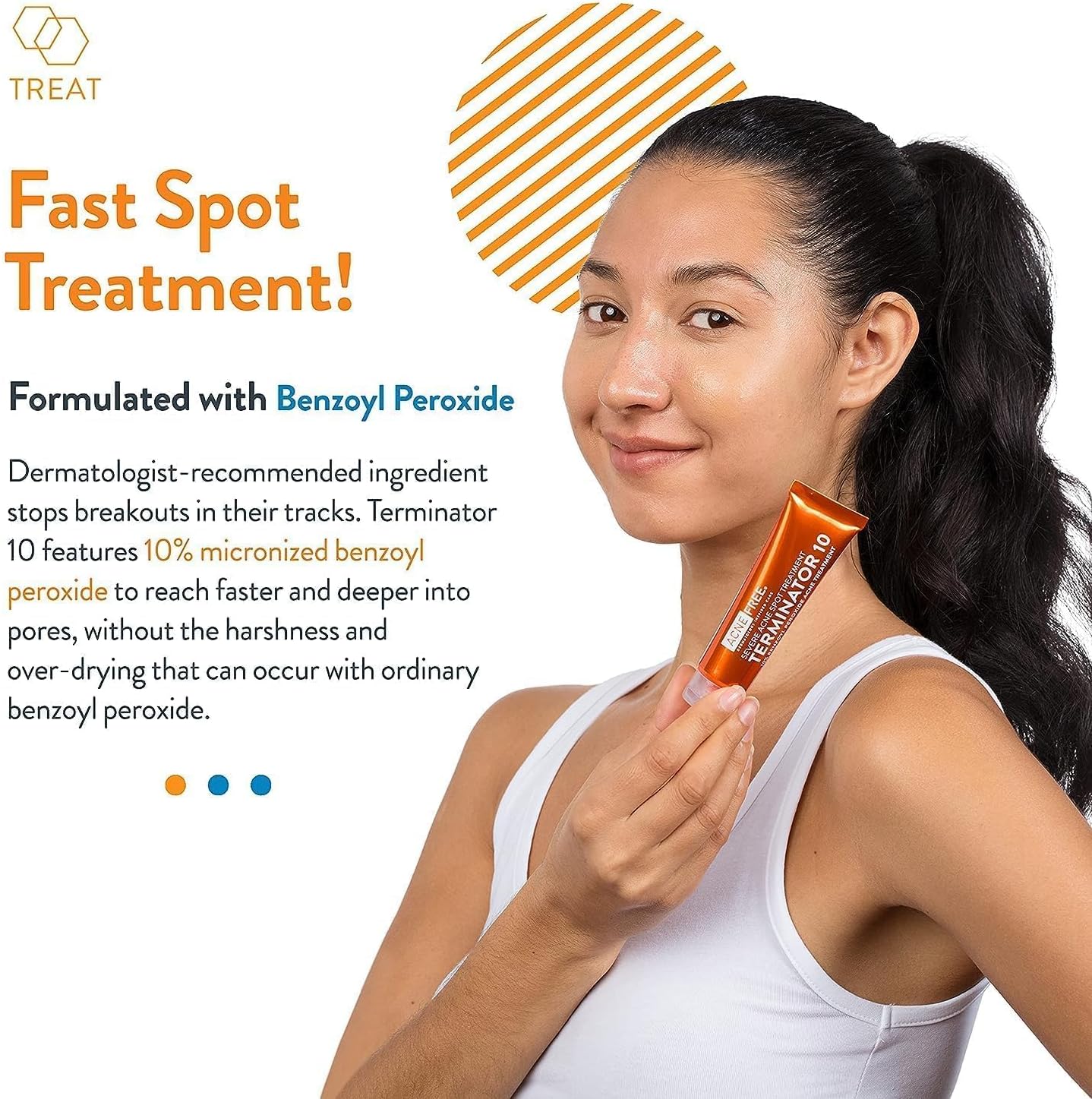 acnefree terminator 10 acne spot treatment with benzoyl peroxide 10% maximum strength acne cream treatment, 1 ounce pack of 1