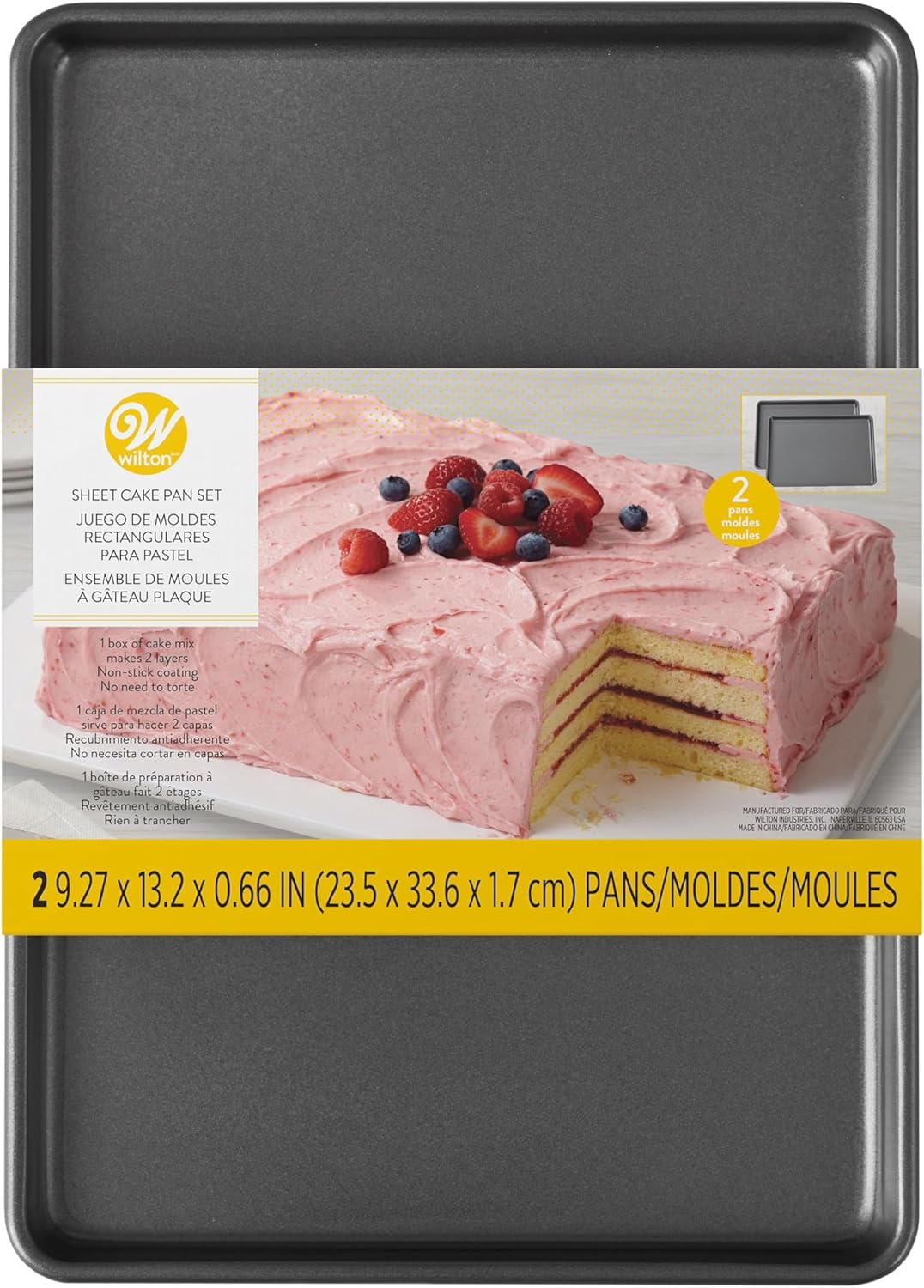 wilton 291297 easy layers sheet 2 pieces cake pan set, grey, stainless steel