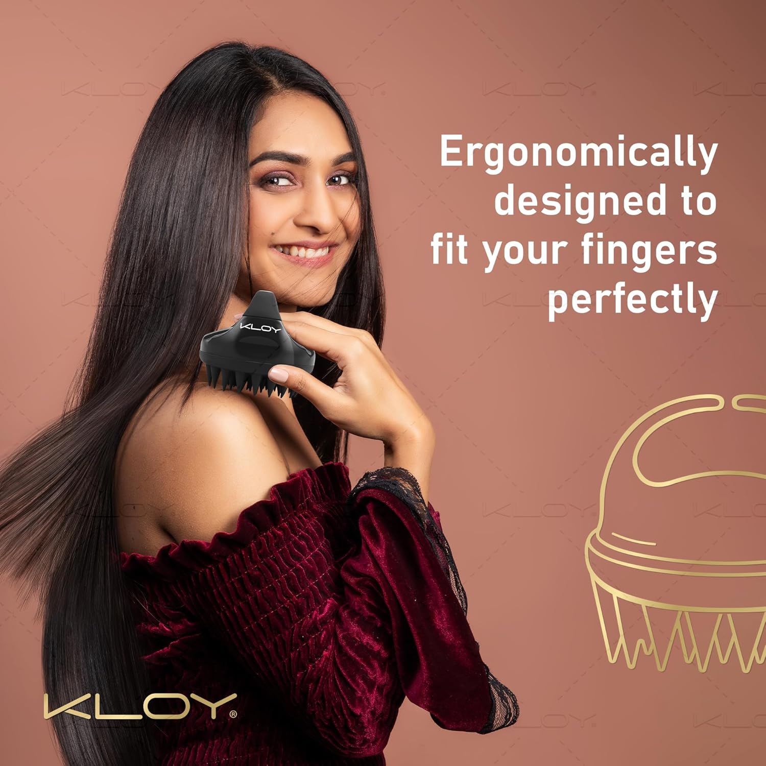 kloy hair scalp massager shampoo brush with soft silicone bristles black