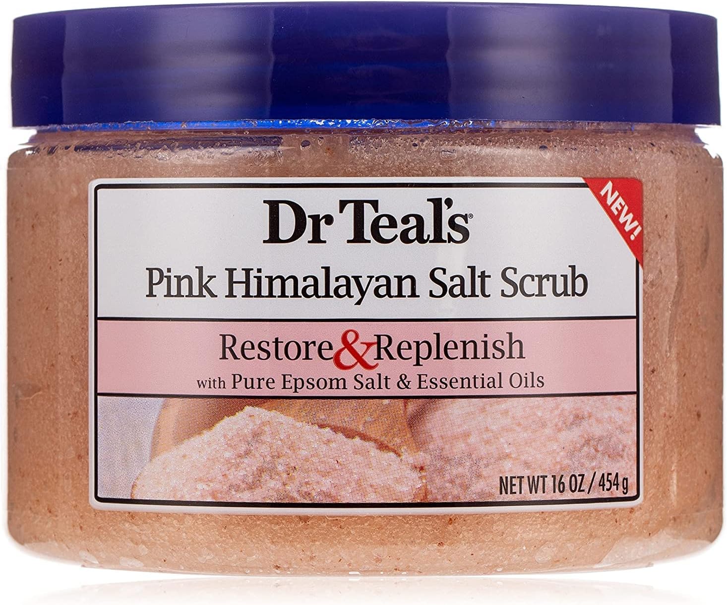 dr. teal's epsom salt body scrub pink himalayan, 454 gm
