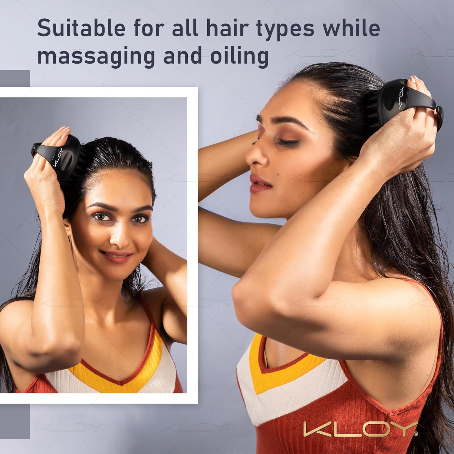 kloy hair scalp massager shampoo brush with soft silicone bristles black