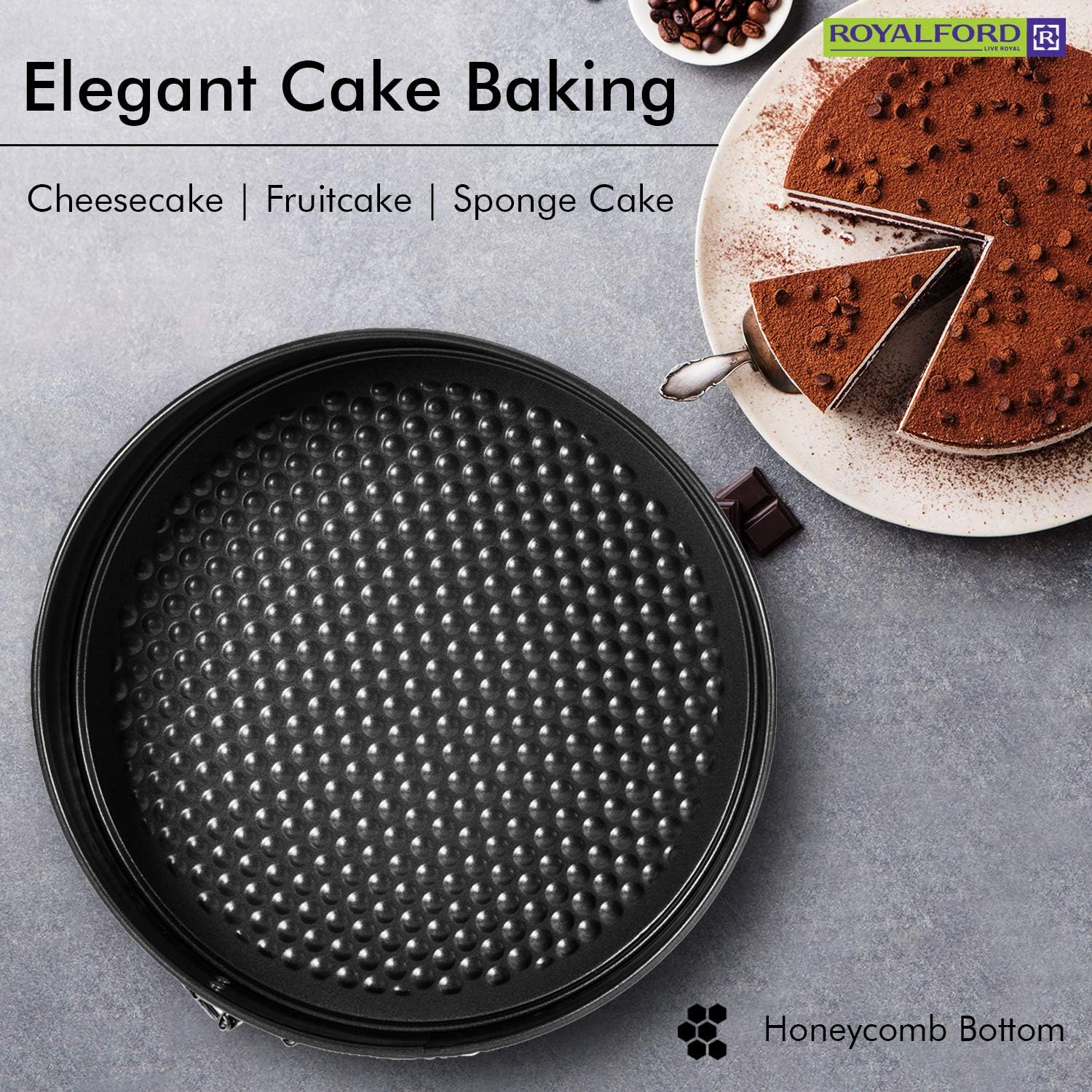royalford non stick quick release springform cake tin with loose base, 24 cm
