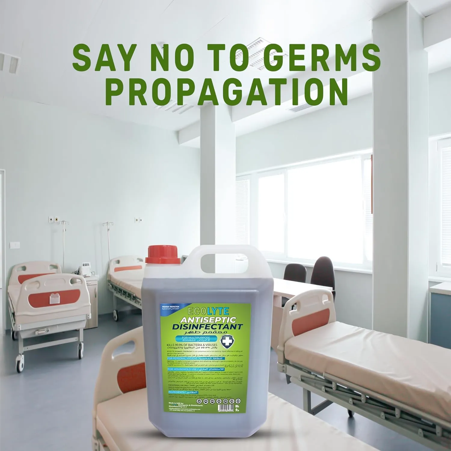 ECOLYTE+ Disinfectant Ecolyte+ Premium Antiseptic Disinfectant Liquid for Effective Germ Protection Antibacterial & Personal Hygiene, Versatile And Effective, Used in Bathing and Laundry, 5 LIter