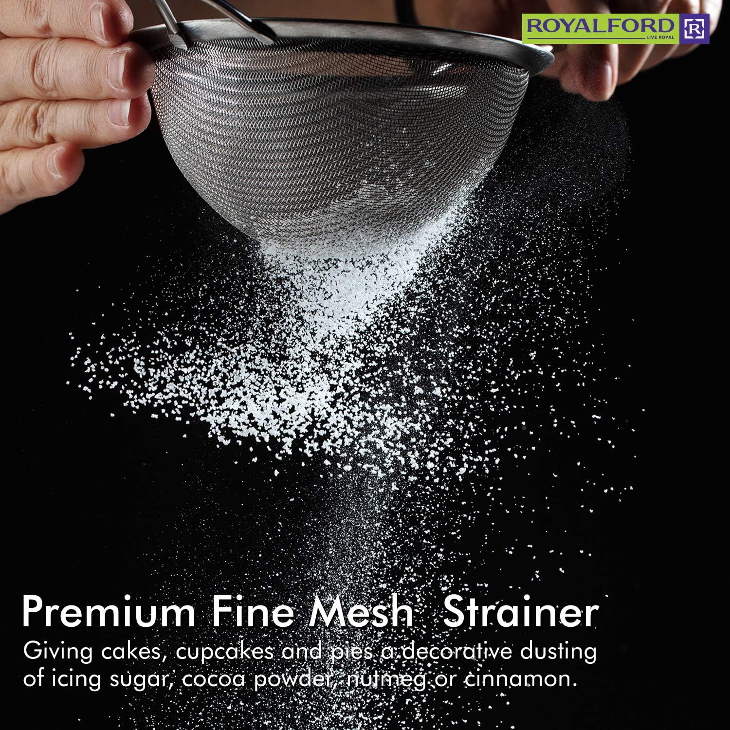 royalford food strainer, tea silver 6.5 cm, rf5924