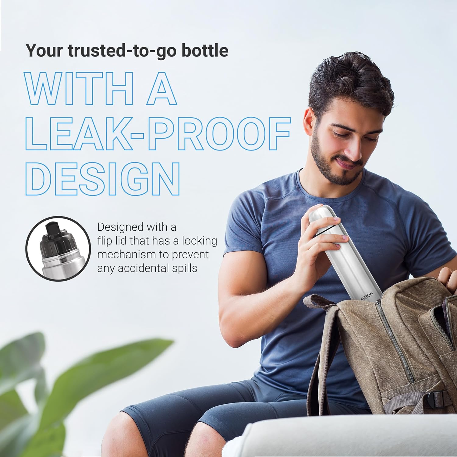 milton thermosteel flip lid 500, double walled vacuum insulated thermos 500 ml | 16 oz | 24 hours hot and cold water bottle with cover, stainless steel, bpa free,leak proof | silver