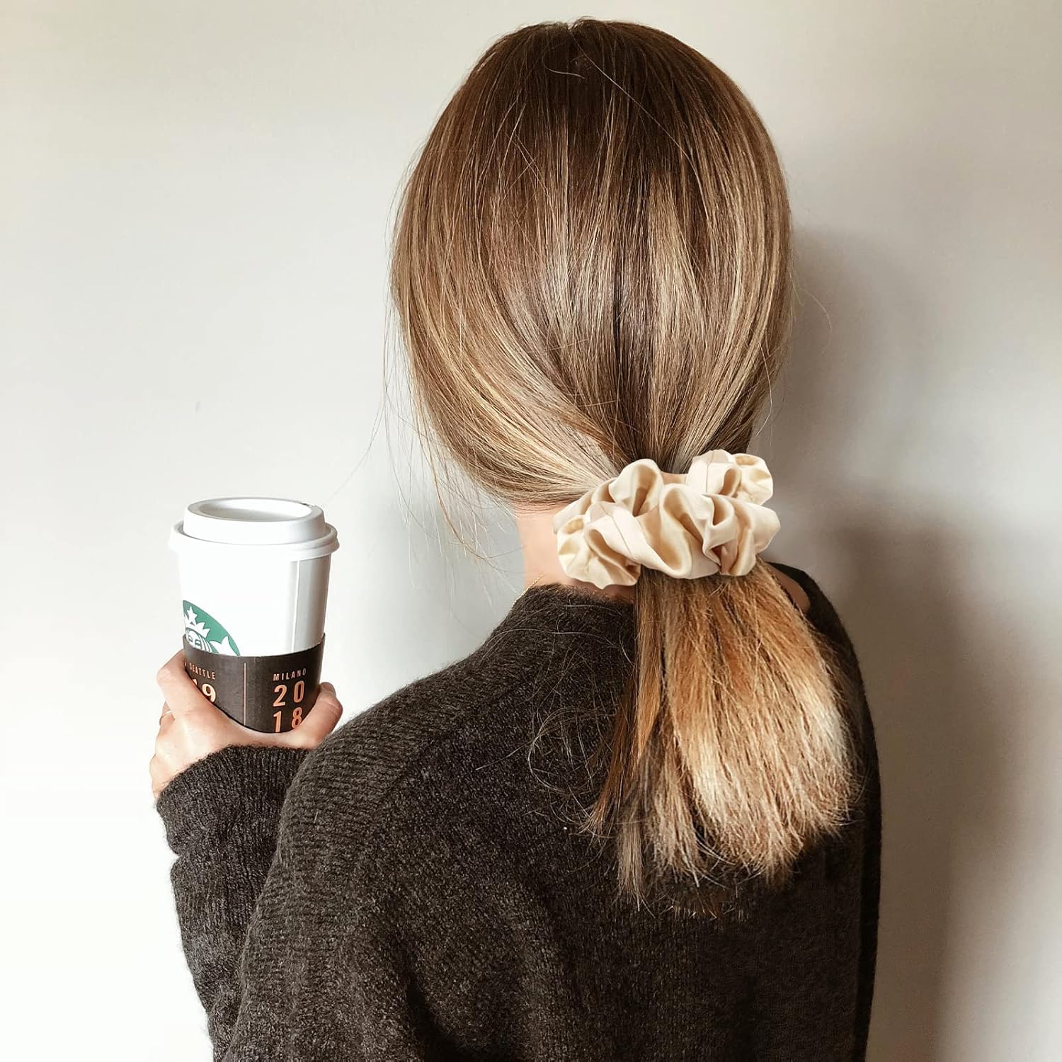 lolalet 6 pack scrunchies for hair, hair scrunchies for women girls, soft satin scrunchy for sleeping, big sleep tie scrunchie with elastic hair bands for thick thin fine curly hair/style a