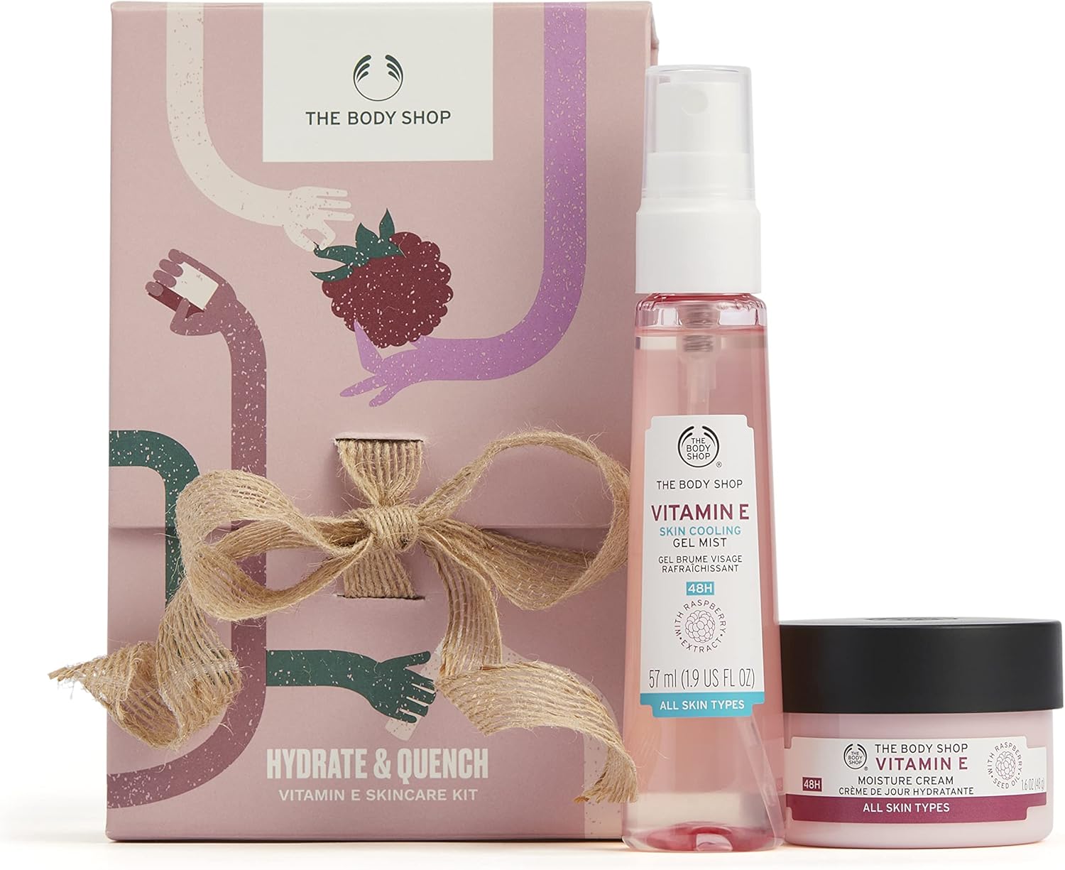 the body shop hydrate & quench vitamin e skincare kit gift set for dry skin