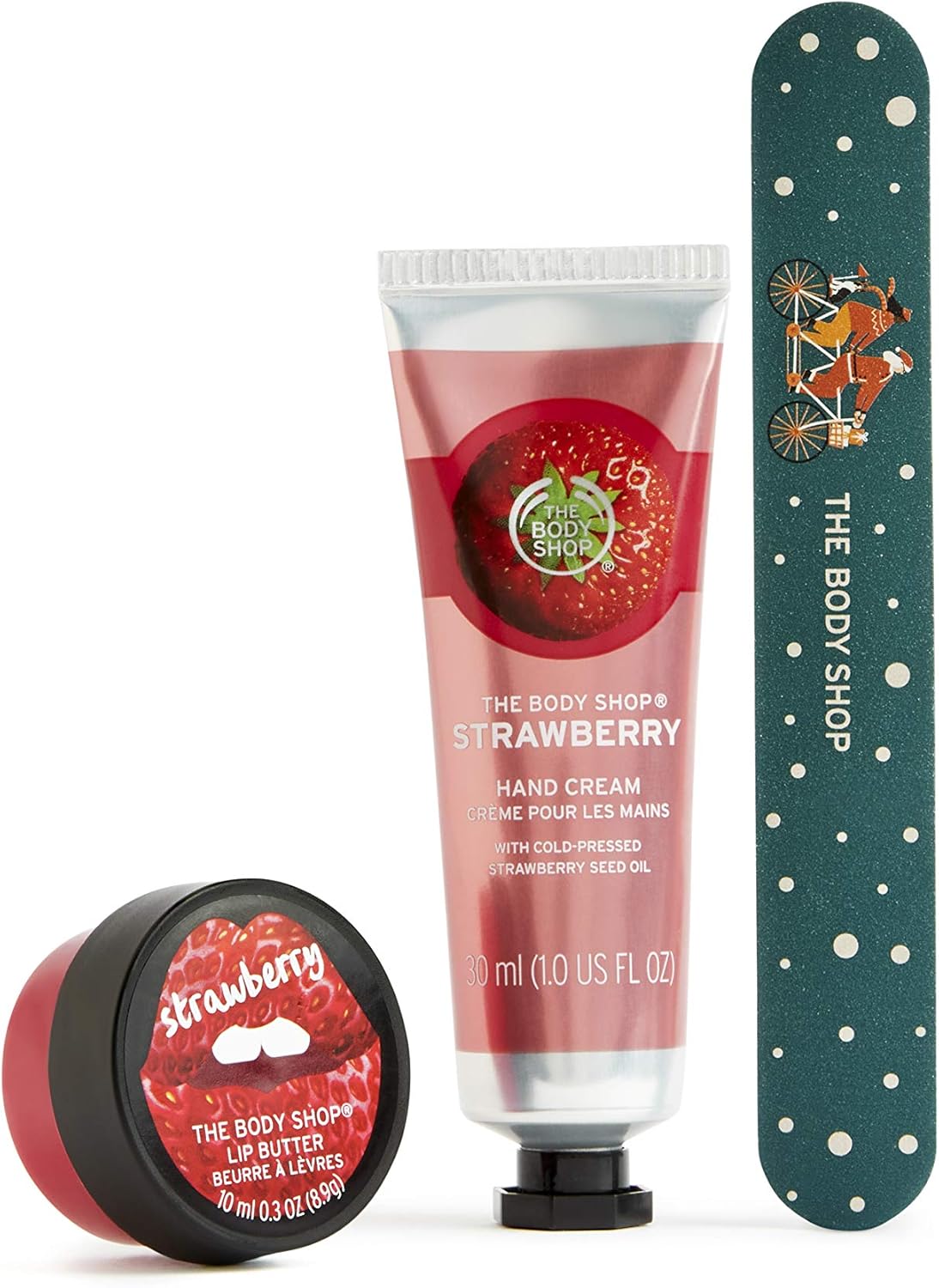 the body shop strawberry duo 2pc gift set, includes strawberry lip butter and mini hand cream