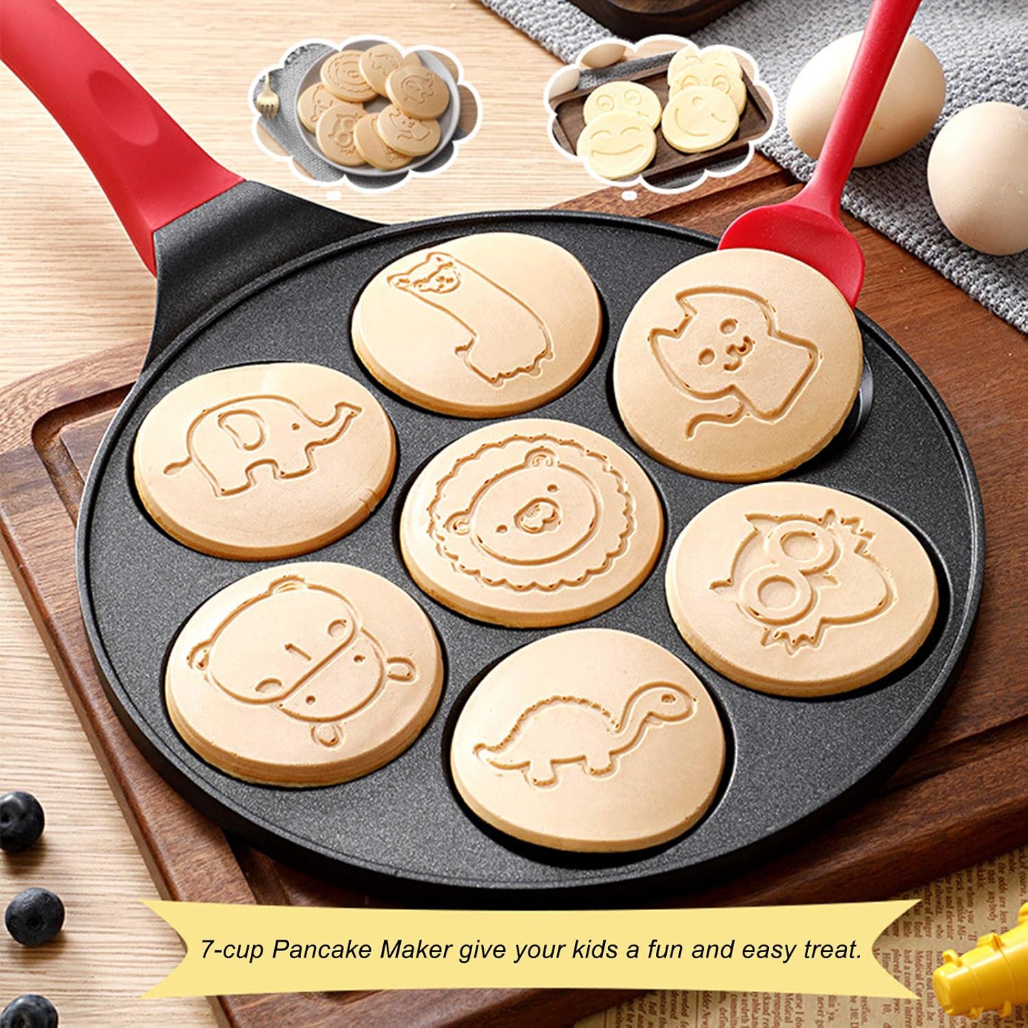 goolrc goolrc pancake maker pan griddle pancake pan molds for kids nonstick pancake griddle pan with 7 animal shapes