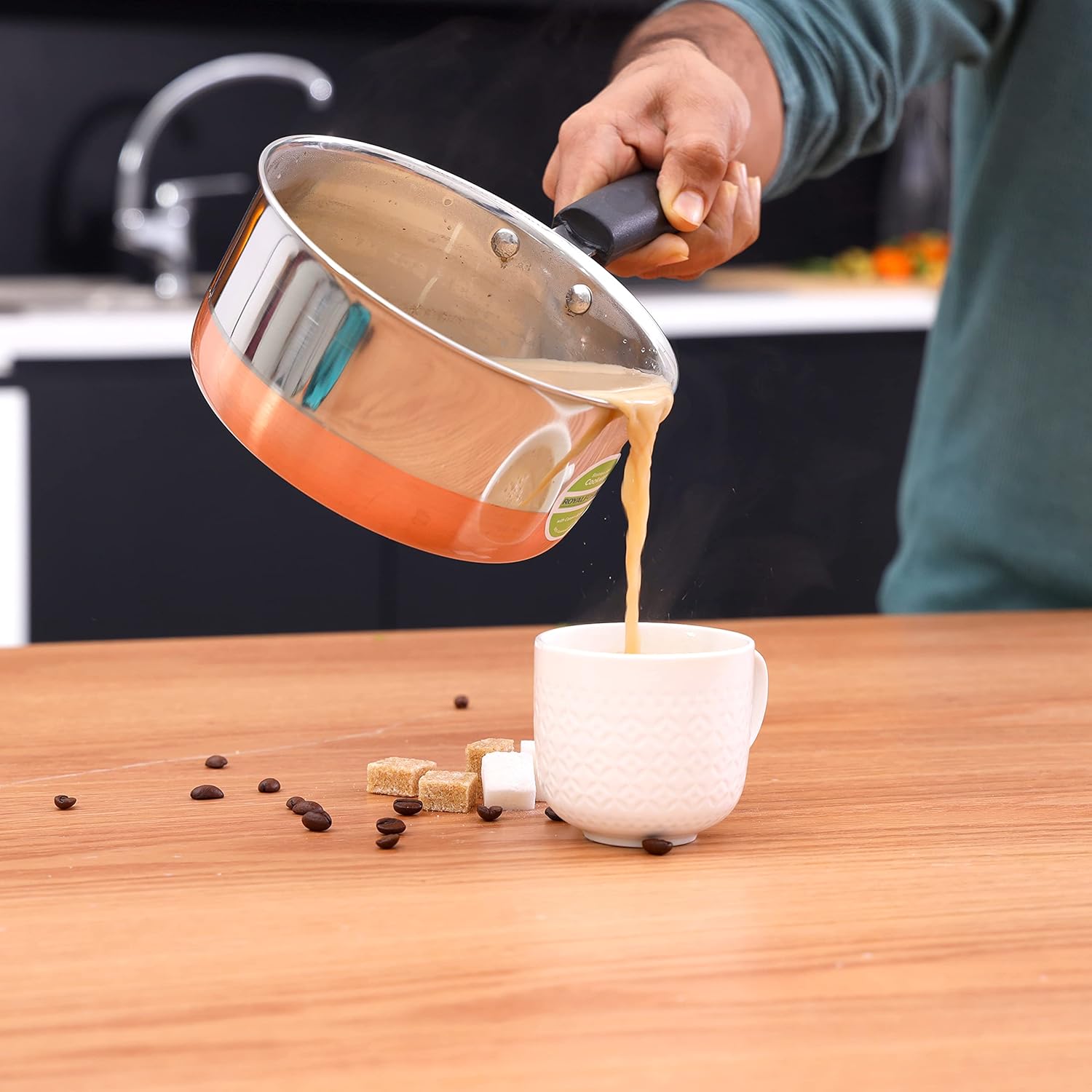 royalford stainless steel saucepan with copper bottom 17cm, multi, rf9972