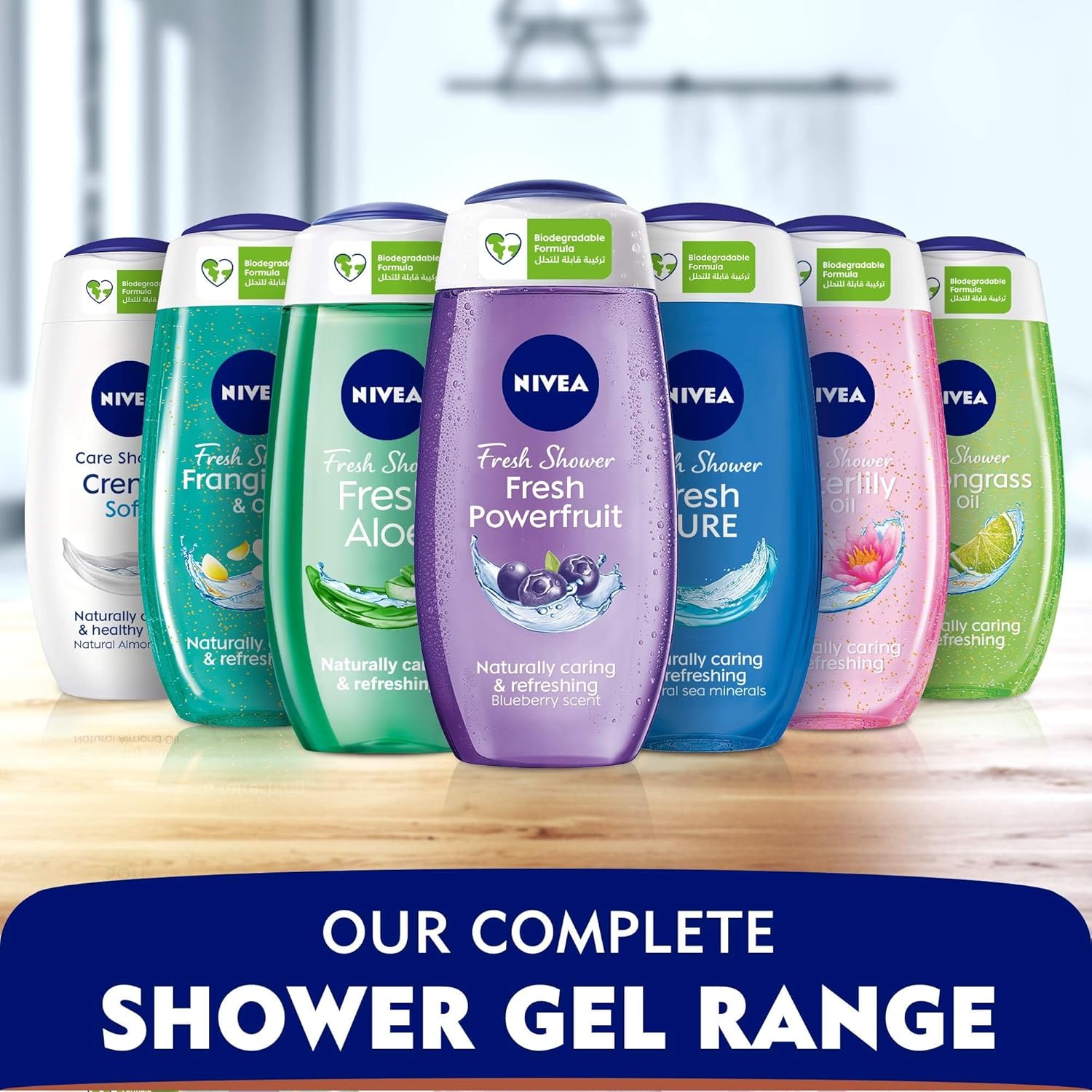 nivea fresh powerfruit shower gel, wild berry scent, 250 ml