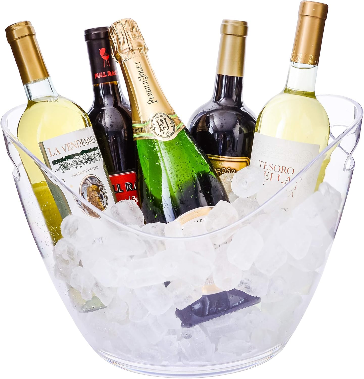 raincol ice bucket clear acrylic 8 liter plastic tub for drinks and parties, food grade, holds 5 full sized bottles and ice 1