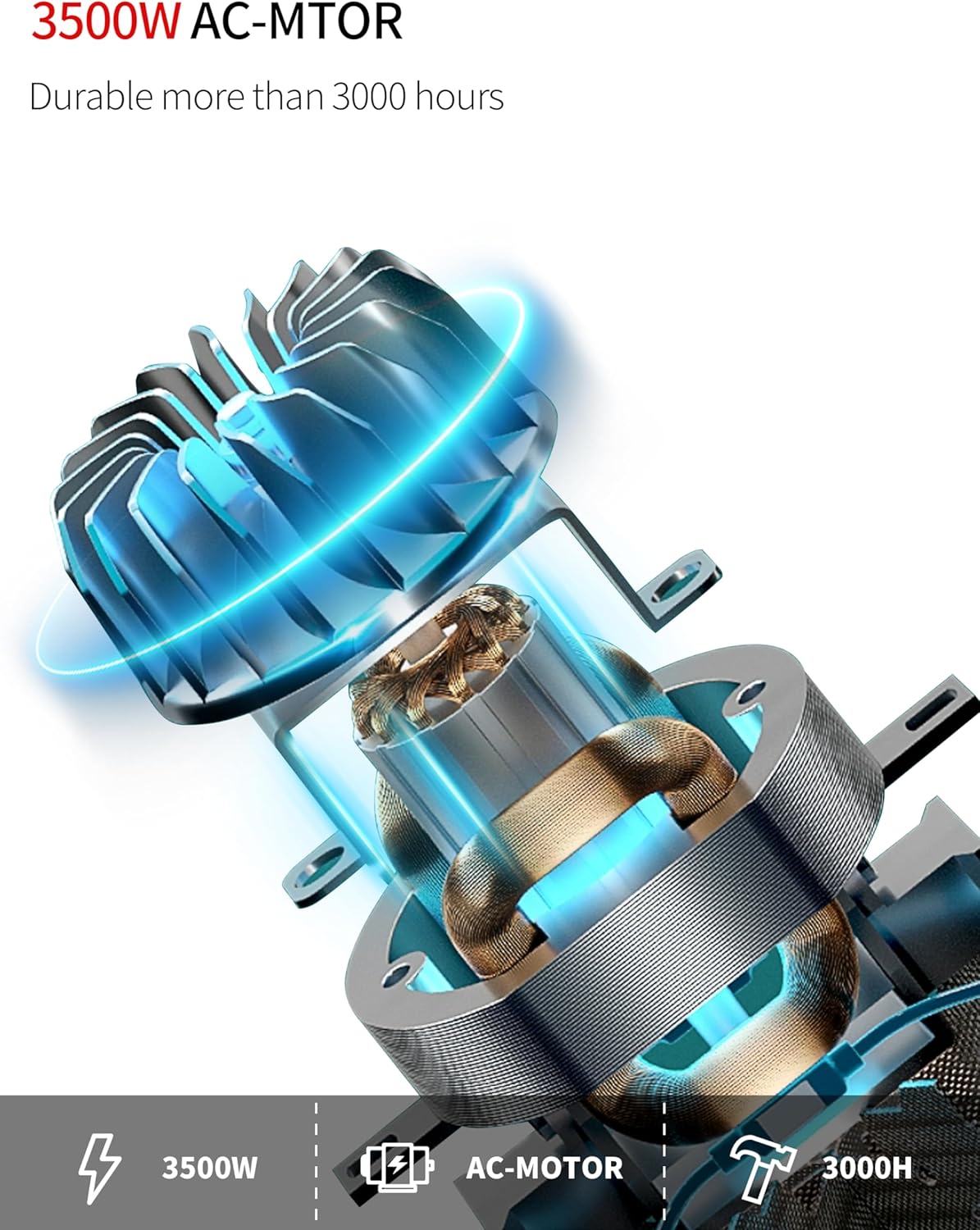 professional hair dryer 3500w ionic hairdryer ac motor blue light anion with 1 diffuser & 2 nozzles accessories, overheating protection 2 speeds 3 heat settings for women men home salon (black)