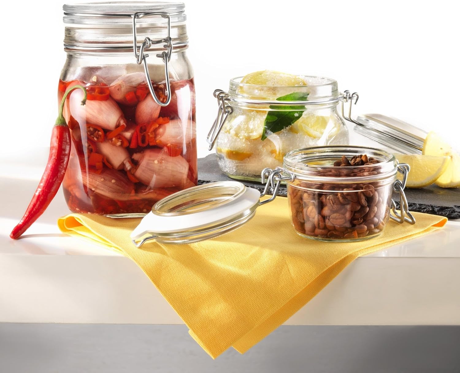 bormioli rocco fido clip jar, clear, 1 litres, brr.gw007985