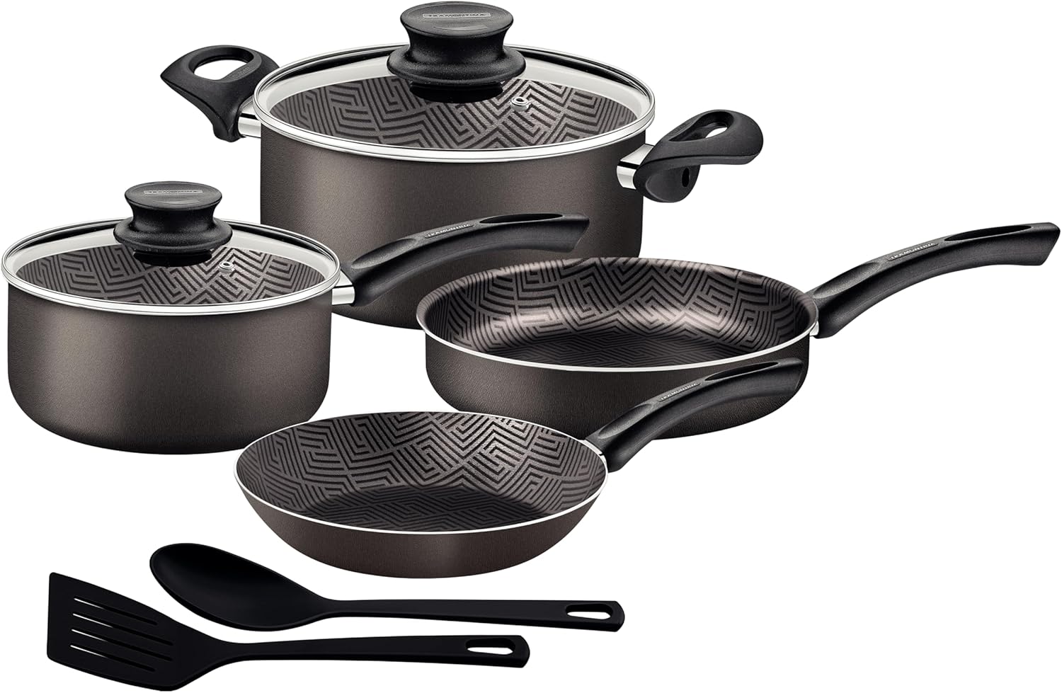 tramontina paris 8 pieces lead colored aluminum cookware set with interior and exterior starflon max pfoa free nonstick coating