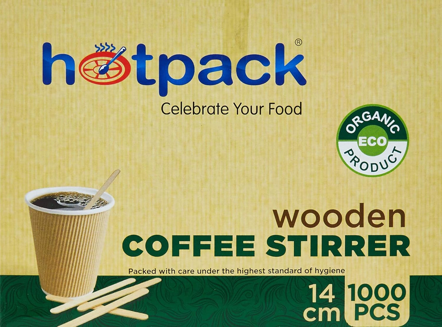 hotpack disposable wooden coffee stirrer 14cm 1000pcs
