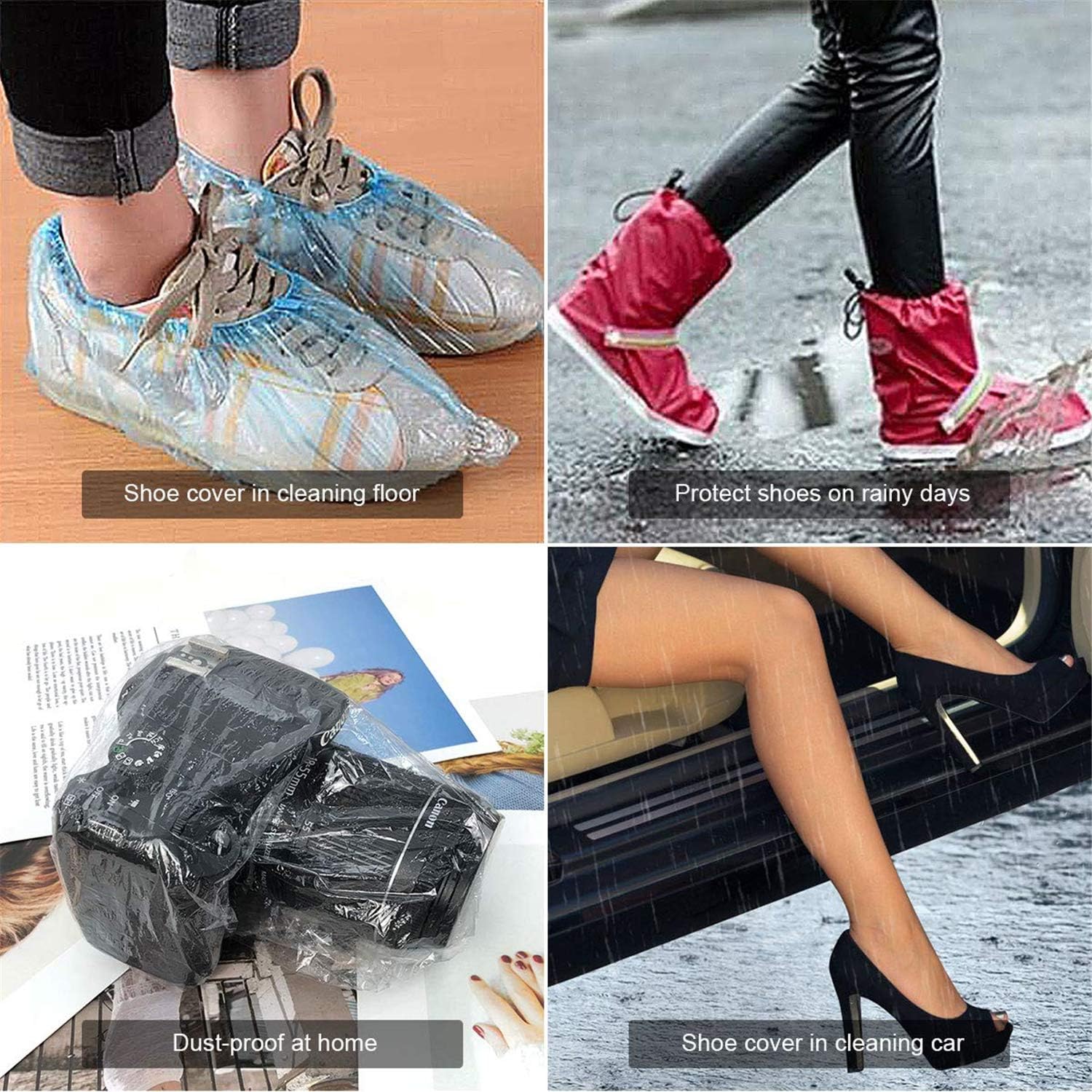 hotsuae shower cap disposable 100 pcs thickening women waterproof shower caps normal size, clear