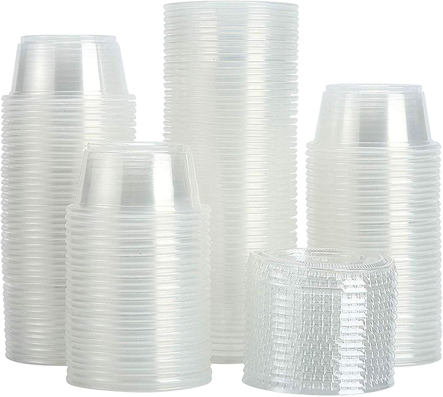 tashiliving [120sets 2oz] jello shot cups plastic cups with lids, souffle cups,disposable portion cups with lids.condiment cups,slime & medicine premium small plastic containers with lids