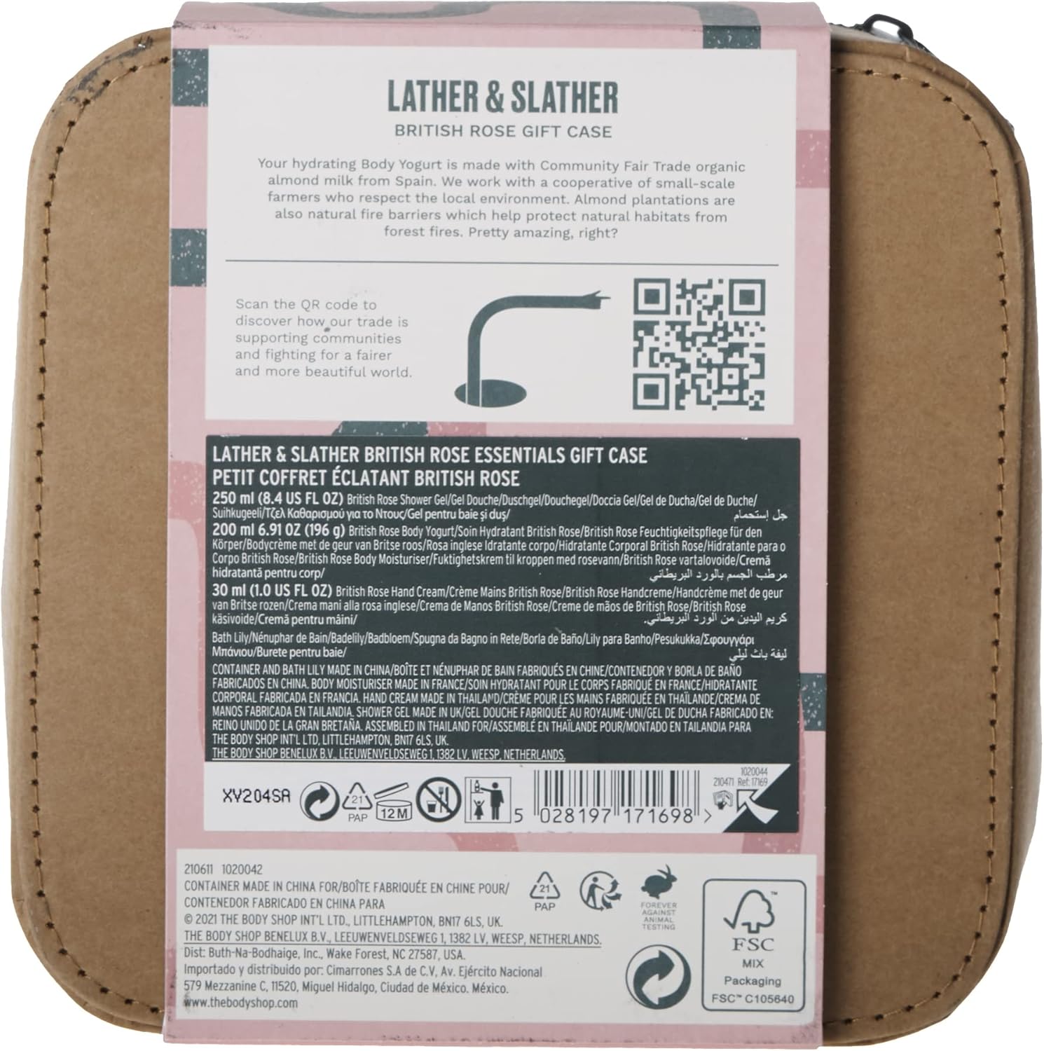 the body shop lather & slather british rose body care gift set, for normal skin, vegan