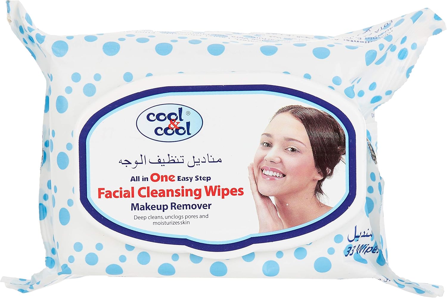 cool & cool makeup remover facial cleansing wipes for all skin types | effectively removes make up, 3 x 33's