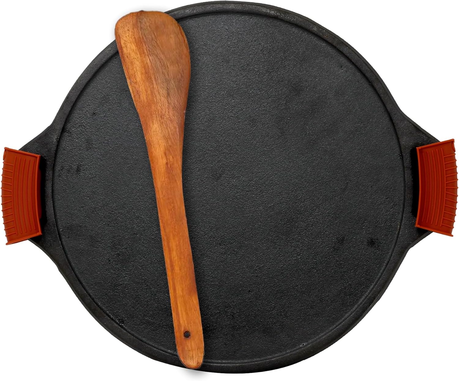 rock tawa dosa pre seasoned cast iron skillet 12in, black
