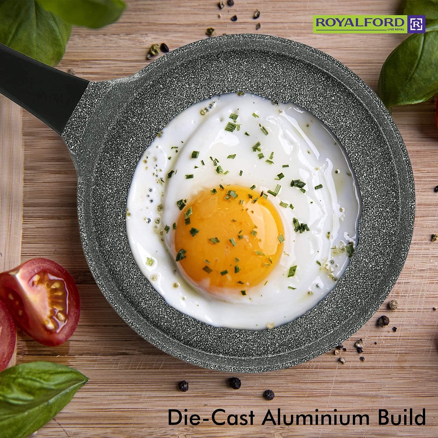 royalford 25 cm die cast crepe tawa, grey, rf8589