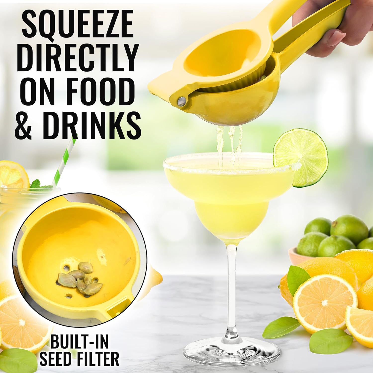 zulay kitchen metal lemon squeezer durable citrus juicer manual press for extracting the most juice possible