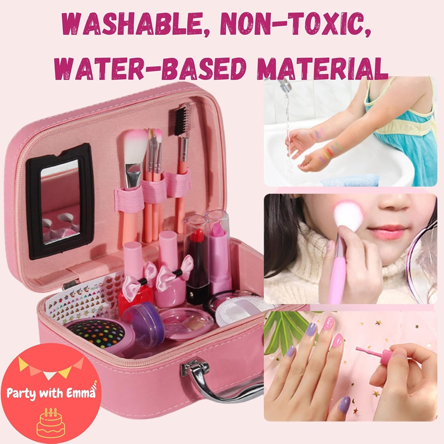 kids makeup kit for girl real washable makeup kit for little girls over 8 year old girls makeup set with cute princess cosmetic purse girls pretend play toy toys for little girls (mermaid box)