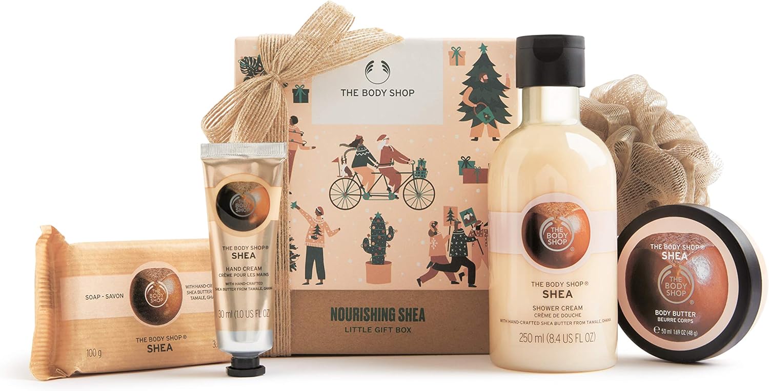 the body shop nourishing small gift set, made with community trade shea butter, 11.15 fl oz