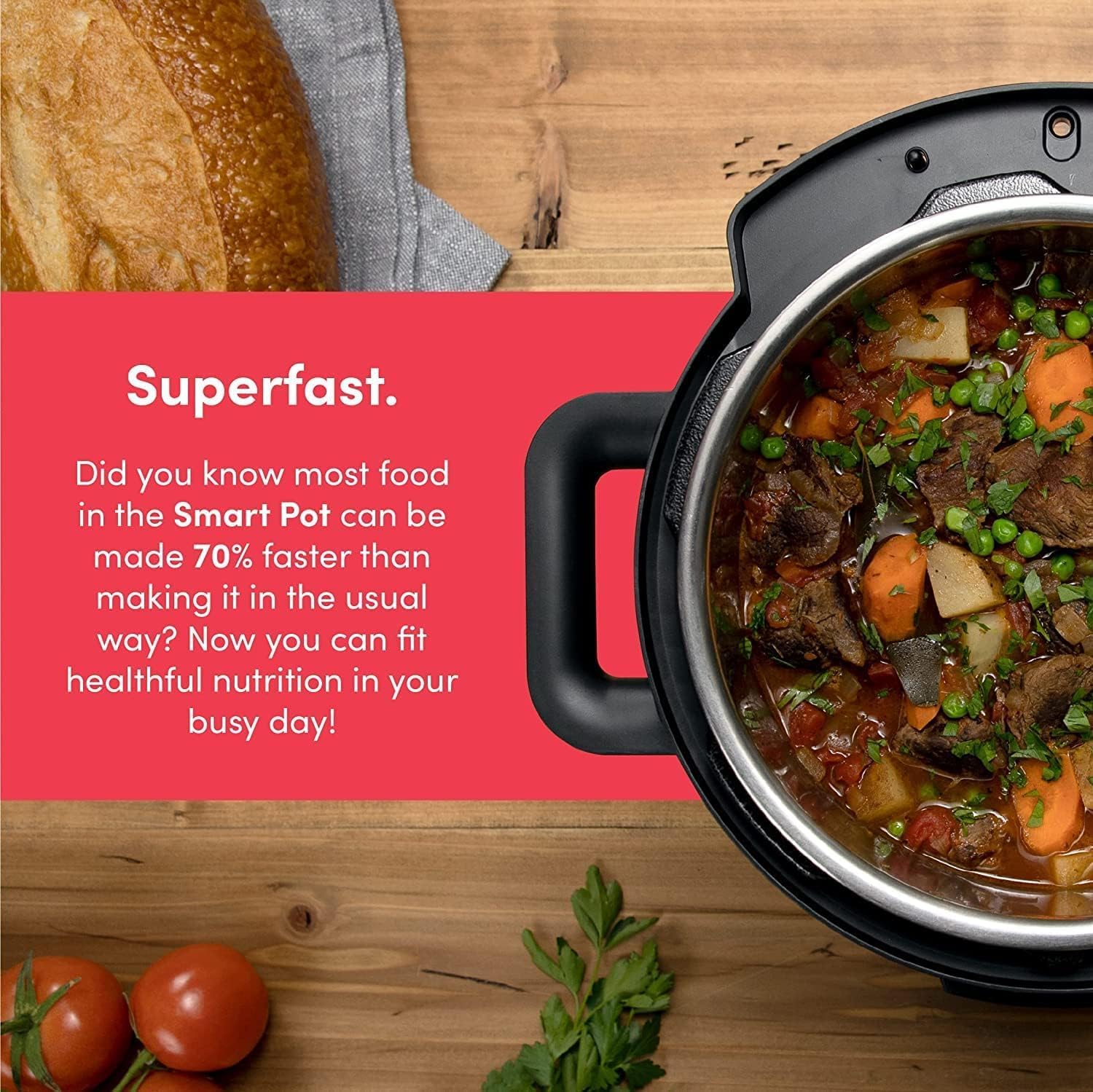 nutricook smart pot 2,6 liters,9 in 1 electric pressure cooker, slow cooker,rice cooker, steamer, sauté pot, yogurt maker & more, 12 smart programs with new smart lid"min 1 year manufacturer warranty"