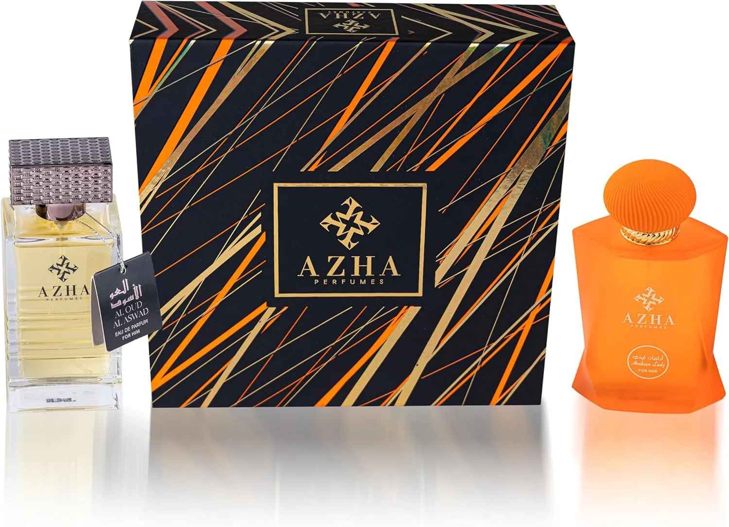Azha Perfumes - 2Pc Gift Set Al Oud Al Aswad EDP 100 ml for Men + Arabian Lady EDP 100 ml for Women