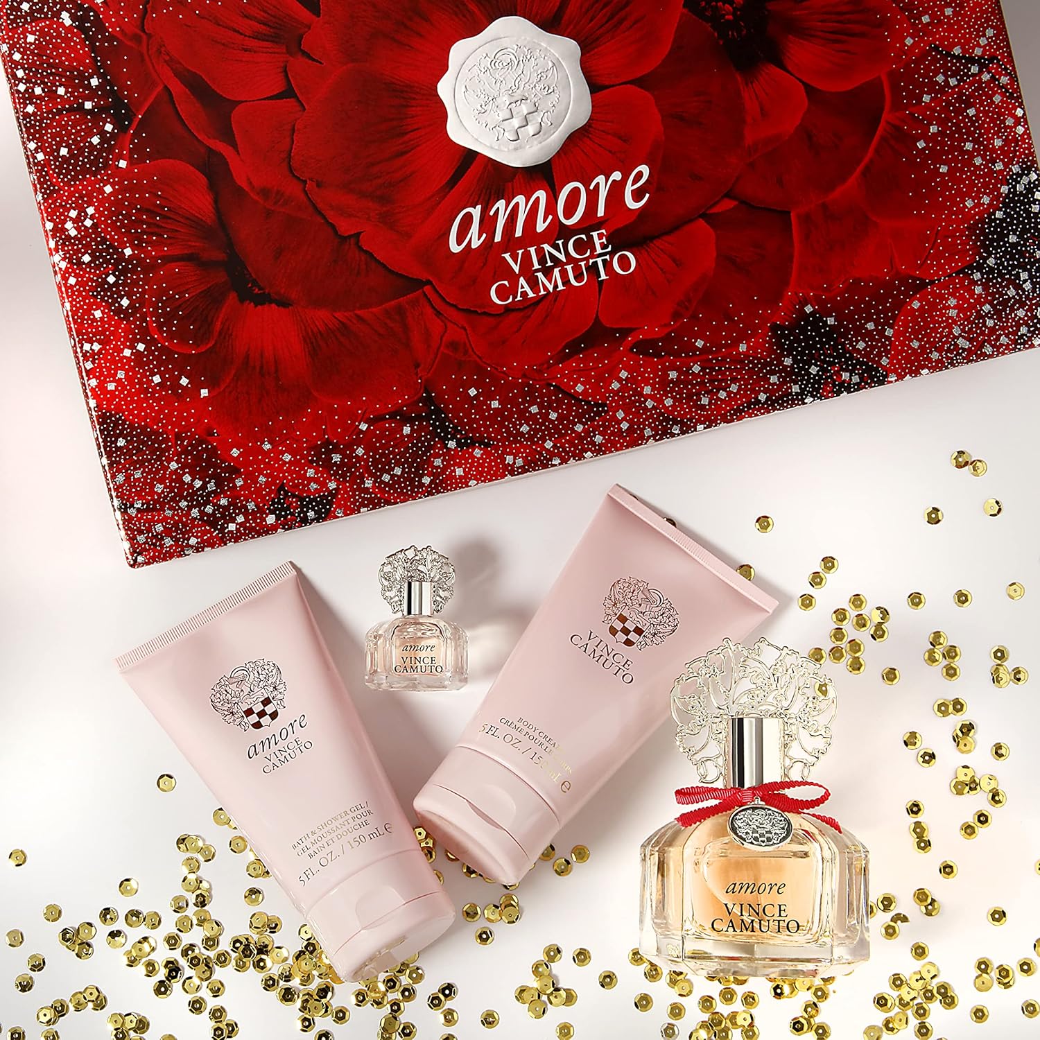 vince camuto amore (w) edp 100ml+7.4ml mini+ 150ml body cream+150ml sg set