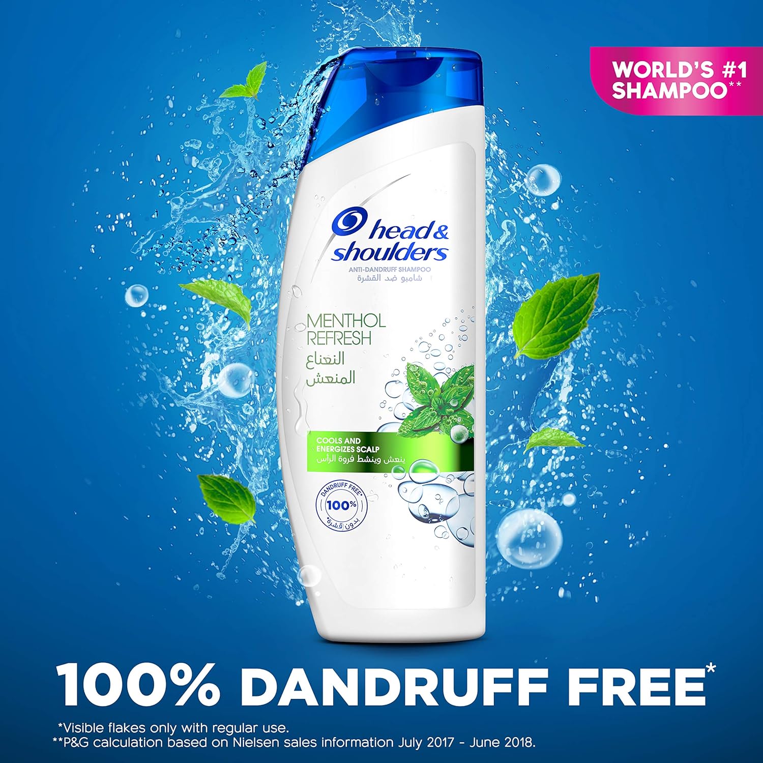 head & shoulders menthol refresh anti dandruff shampoo for itchy scalp, 2 x 400ml
