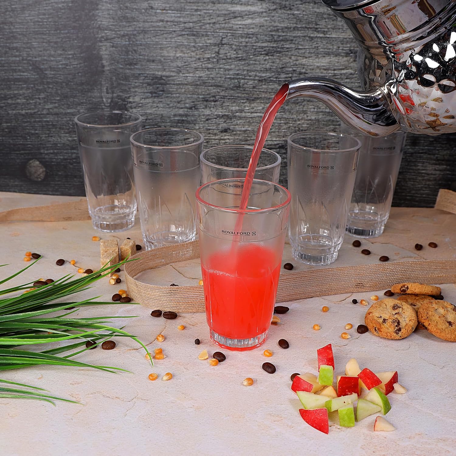 royalford glass set 6 pieces, clear