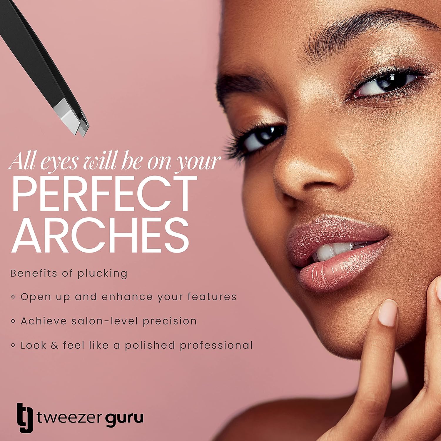 tweezer guru tweezers for women slant pointed precision tweezers for eyebrows & ingrown hair removal blackhead and splinter tweezer with sharp needle nose point for plucking (black)