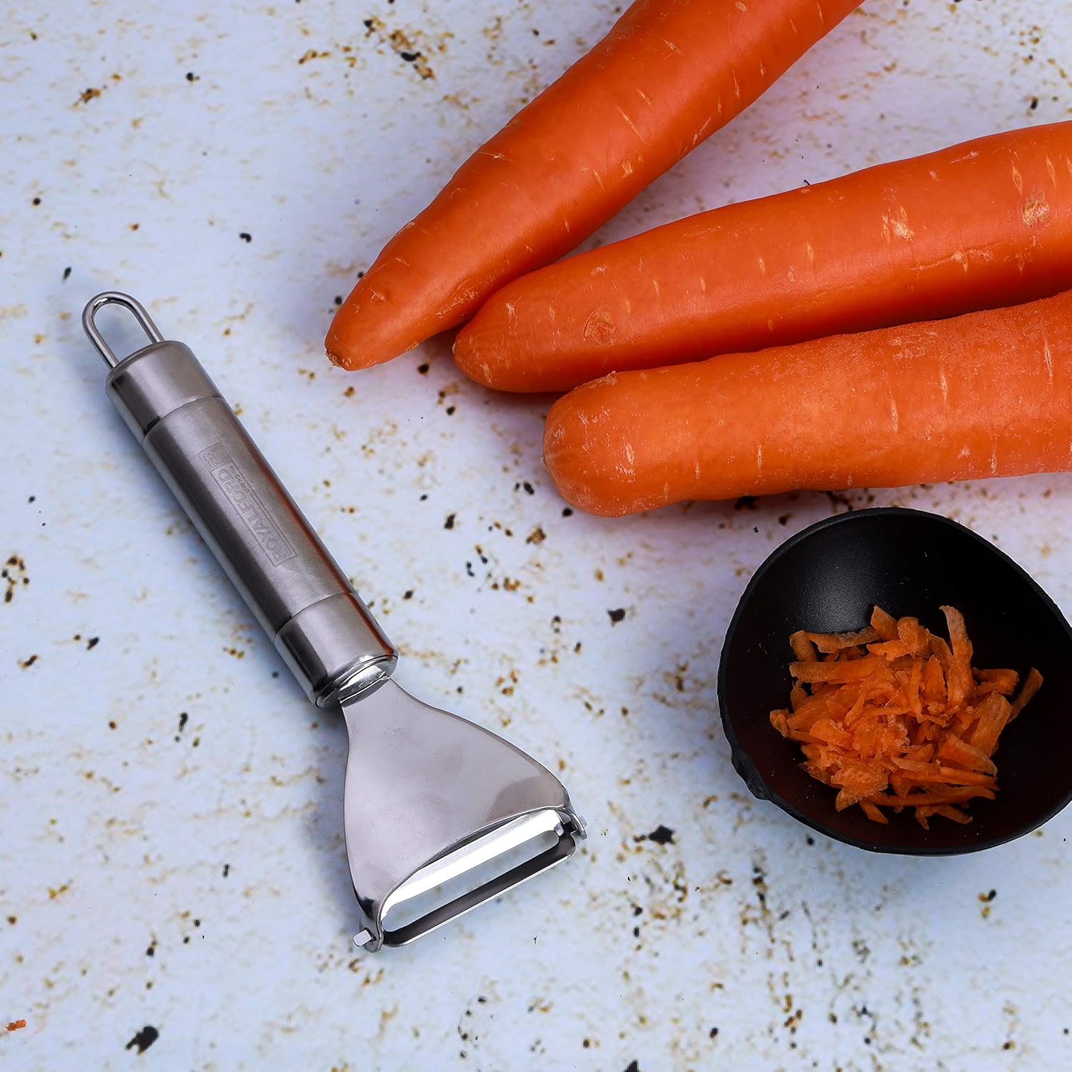 royalford professional stainless steel triangular peeler lancashire peeler perfect for peeling vegetables & fruits – y shape slicer with hanging loop – fruit vegetable peeler/slicer for quick smooth